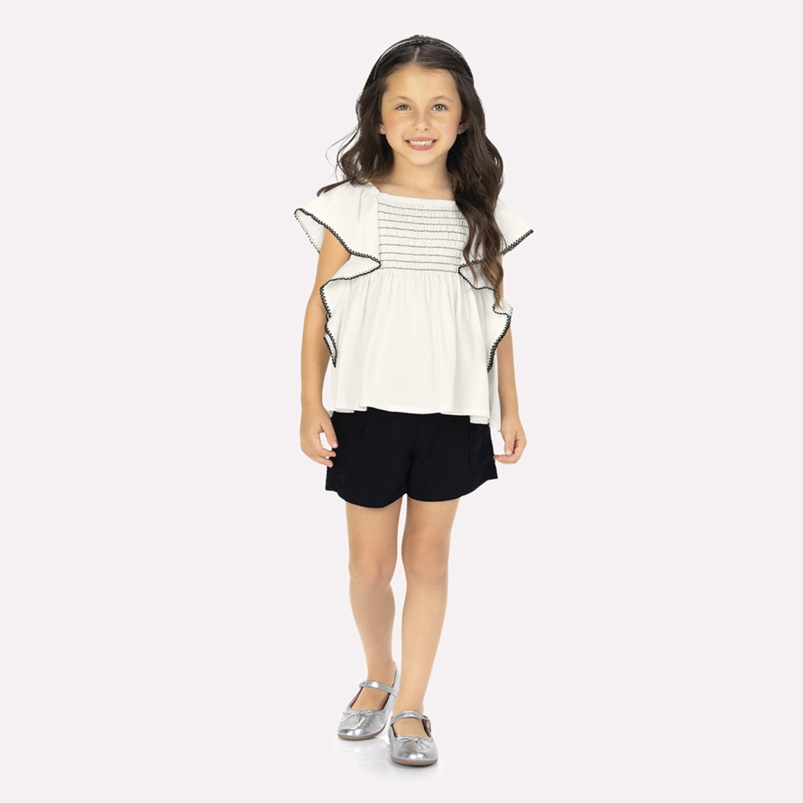 Vista 2 Infantil - Conjunto Menina com Lastex Milon off-white Milon off-white