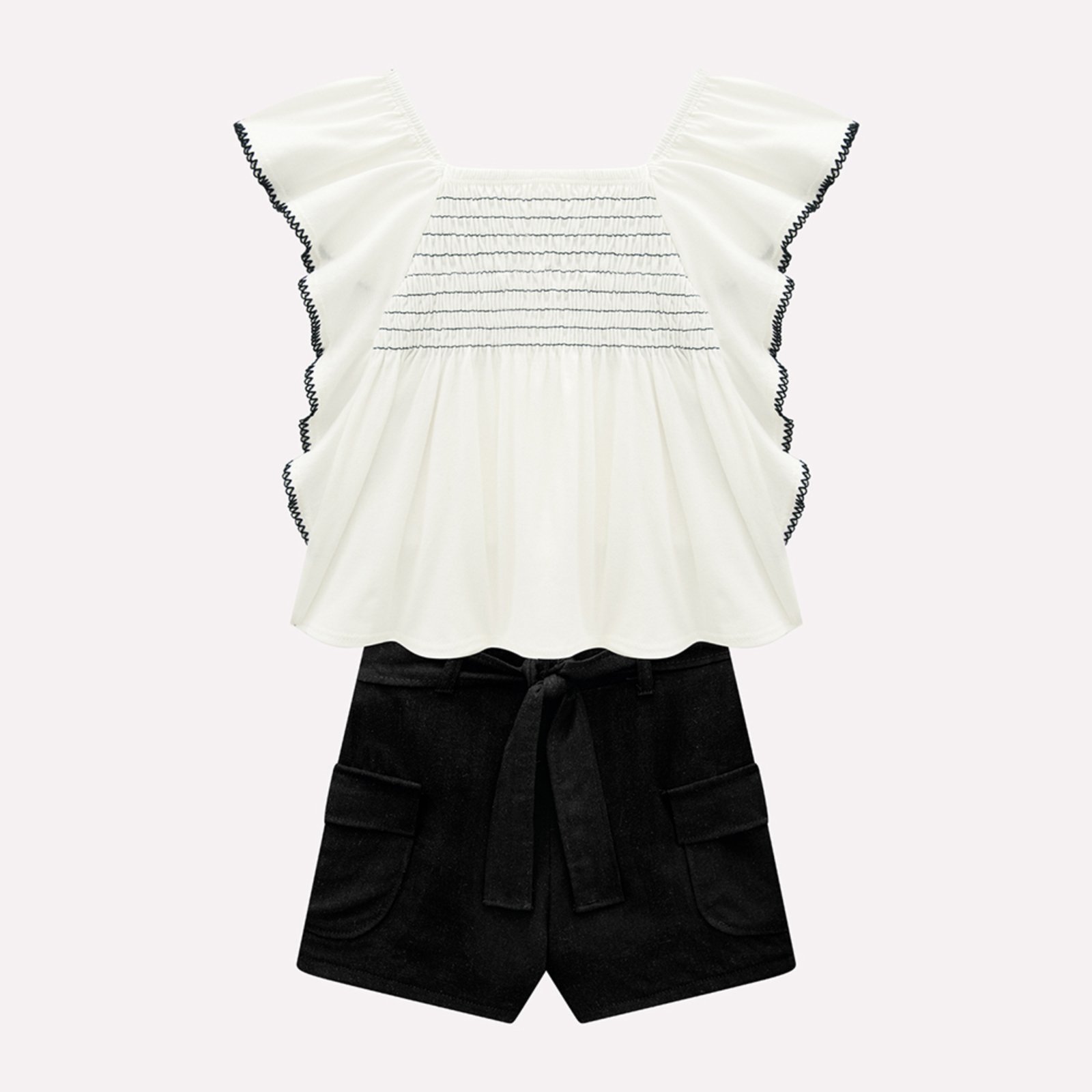 Vista 3 Infantil - Conjunto Menina com Lastex Milon off-white Milon off-white