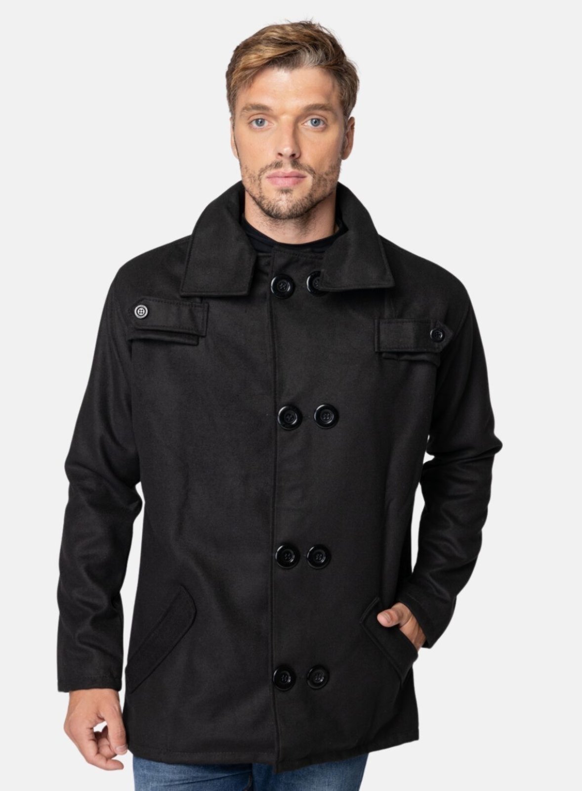 Casaco Sobretudo Blazer Carbella Lã Batida Preto Inverno Europeu Viagem