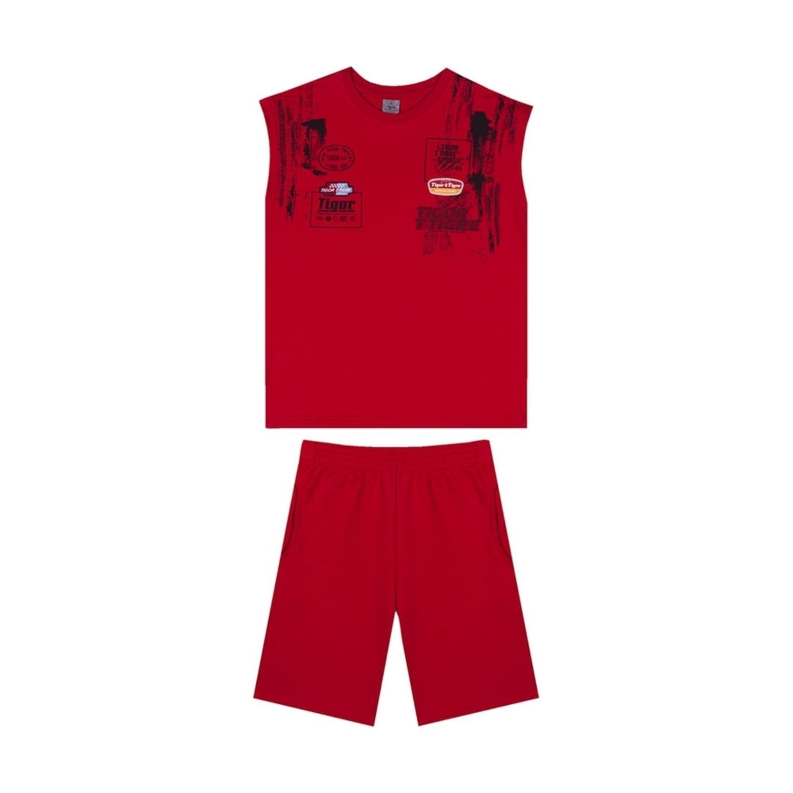 Infantil - Conjunto Curto Estampado Masculino Tigor T. Tigre