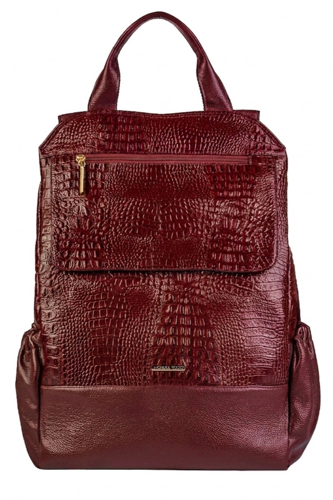 Mochila antifurto grande de couro croco Suzana - Marsala