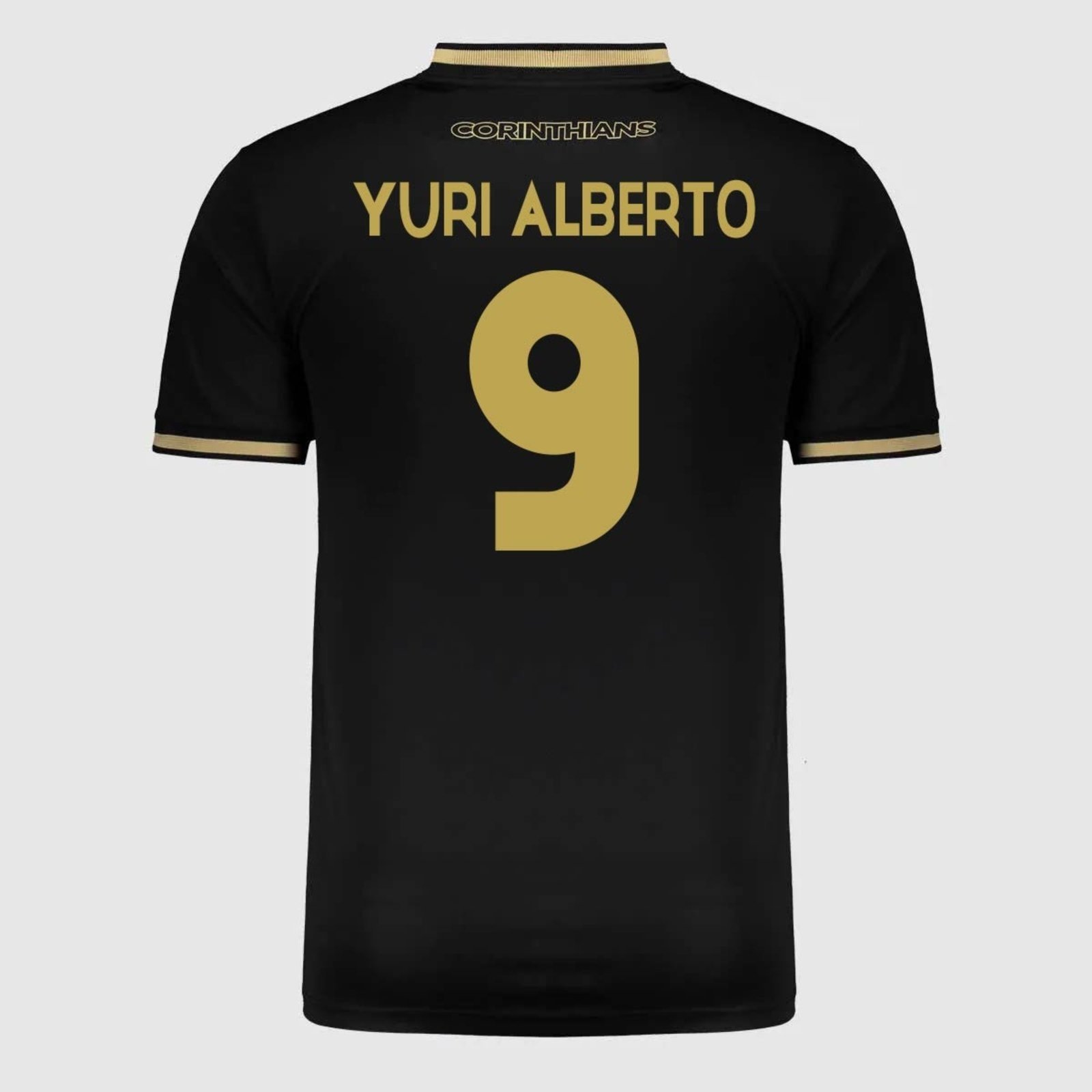 Infantil - Camisa Corinthians Classic 9 Yuri Alberto Preta e Dourada
