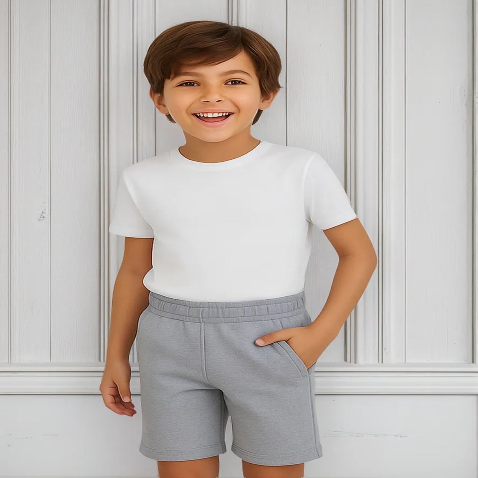 Vista 3 Infantil - Bermuda Menino Moletom Short Lavini Shoes cinza Lavini Shoes cinza