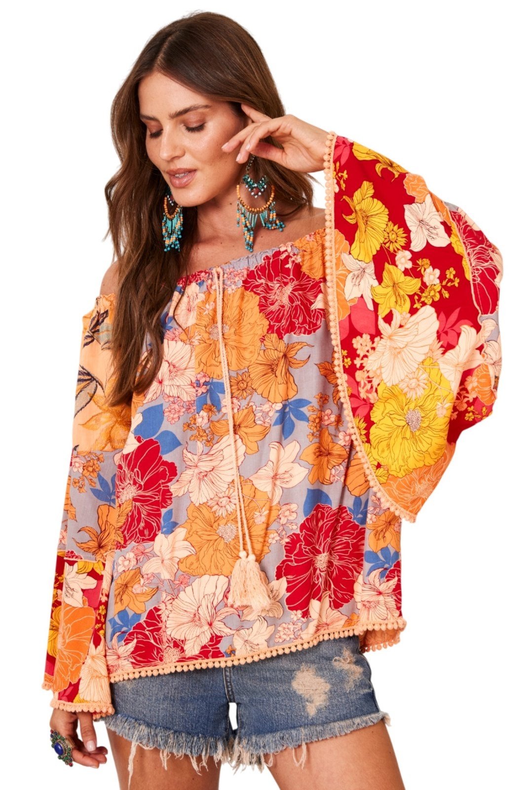 Bata Ciganinha Laranja Estampado Patchwork Yacamim B3 – Patchwork