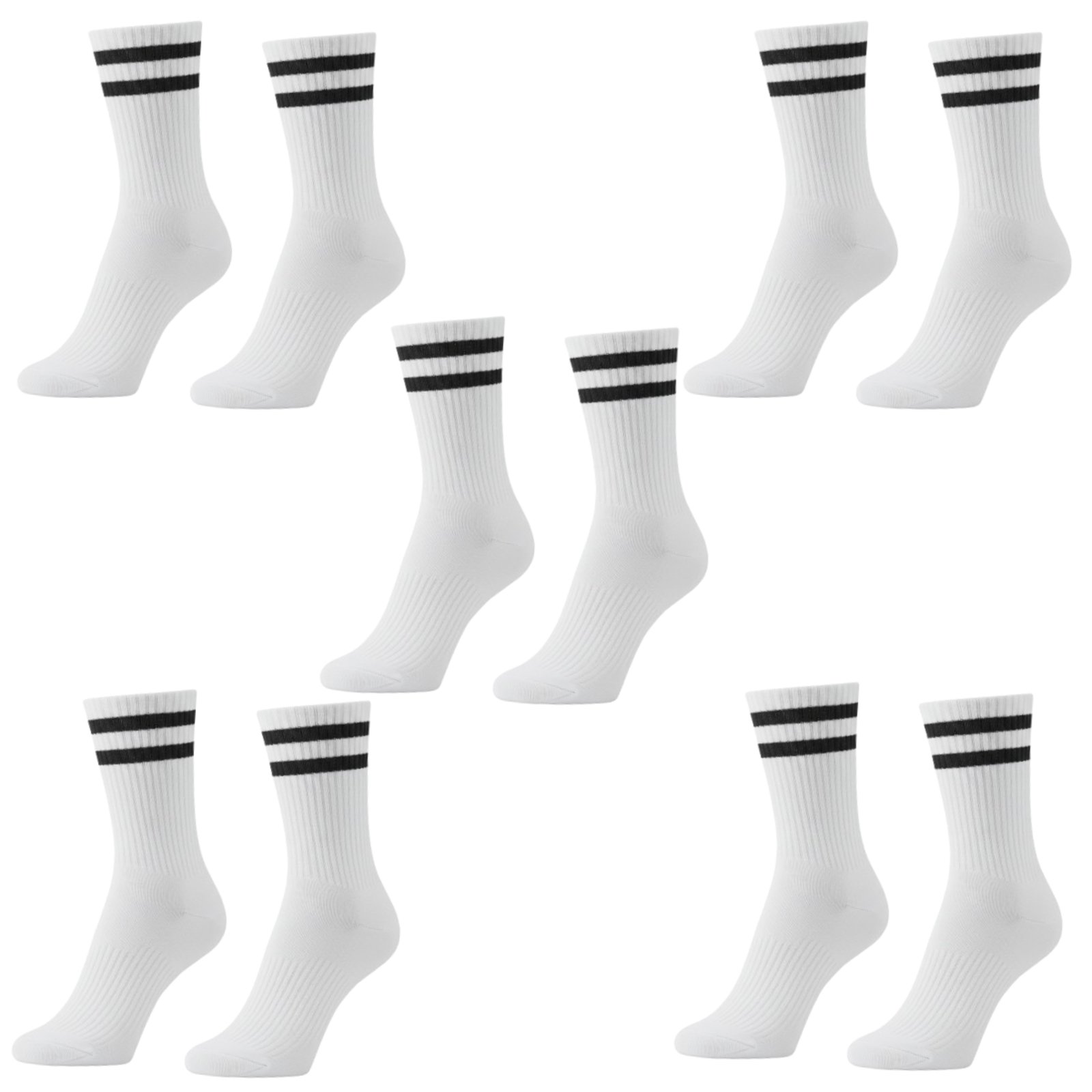 Kit 5 Pares de Meias QLC Sports Algodão Cano Médio Esportiva Branco