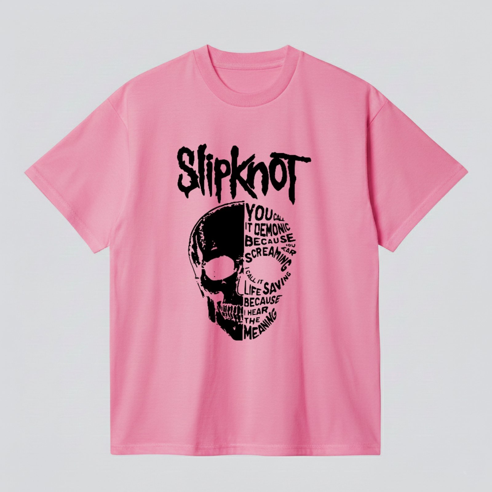 Camiseta Básica Slipknot Heavy Metal Skull Style Unissex Rosa
