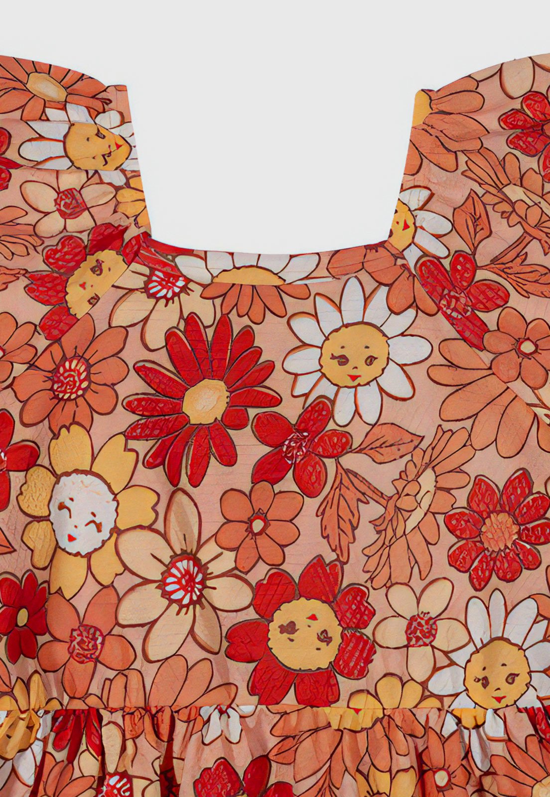 Vista 3 Infantil - Vestido Elian Floral Decote Quadrado coral Elian coral