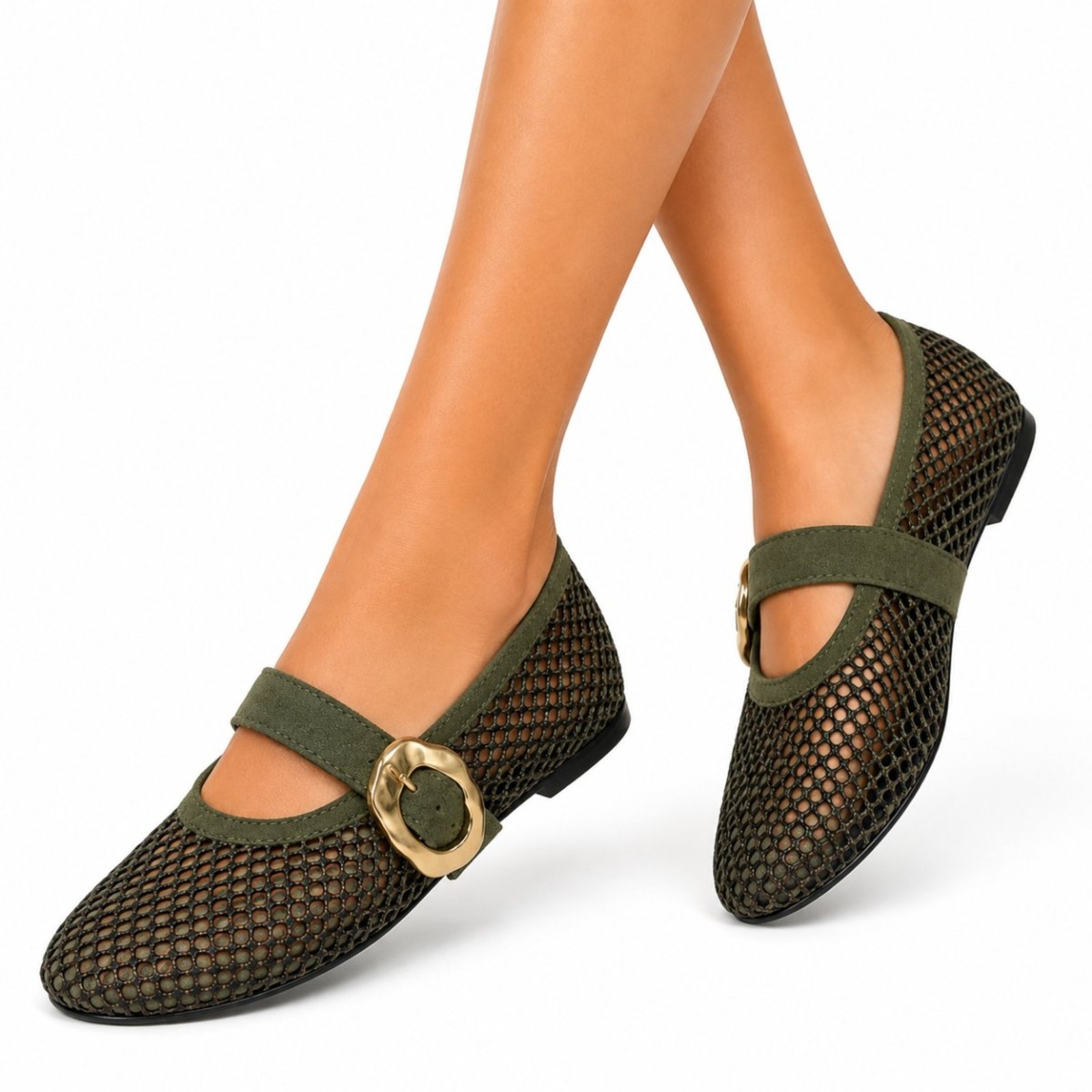 Sapatilha Redinha Hannah Footwear Bico Redondo Tira Com Fivela Grande 5404 Verde Escuro