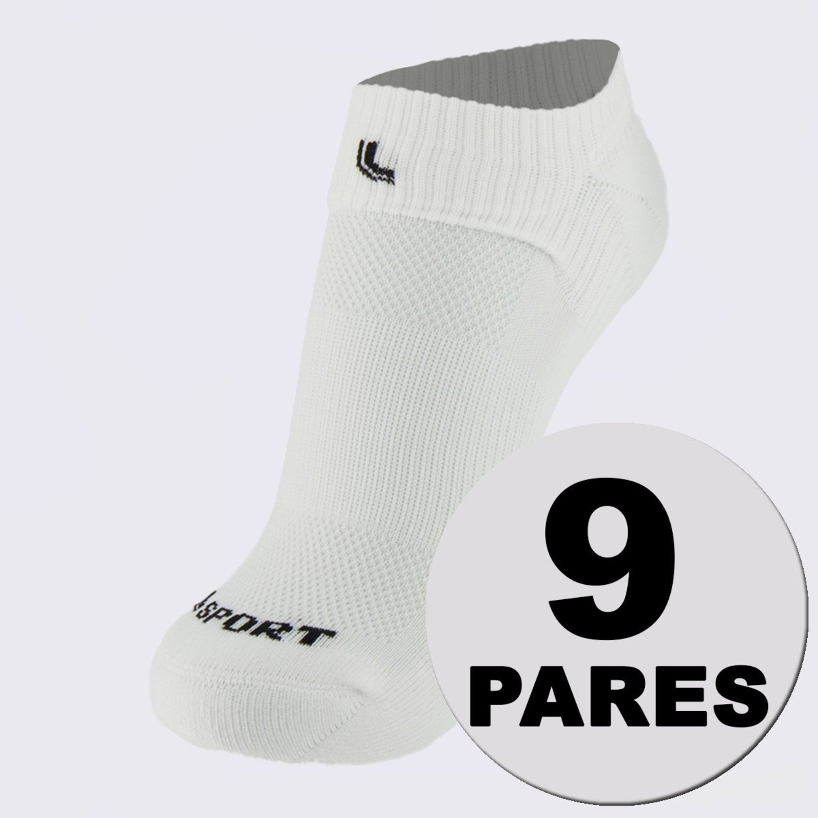Kit Meia Lupo Cano Baixo Dry Fit Running 9 pares Branca