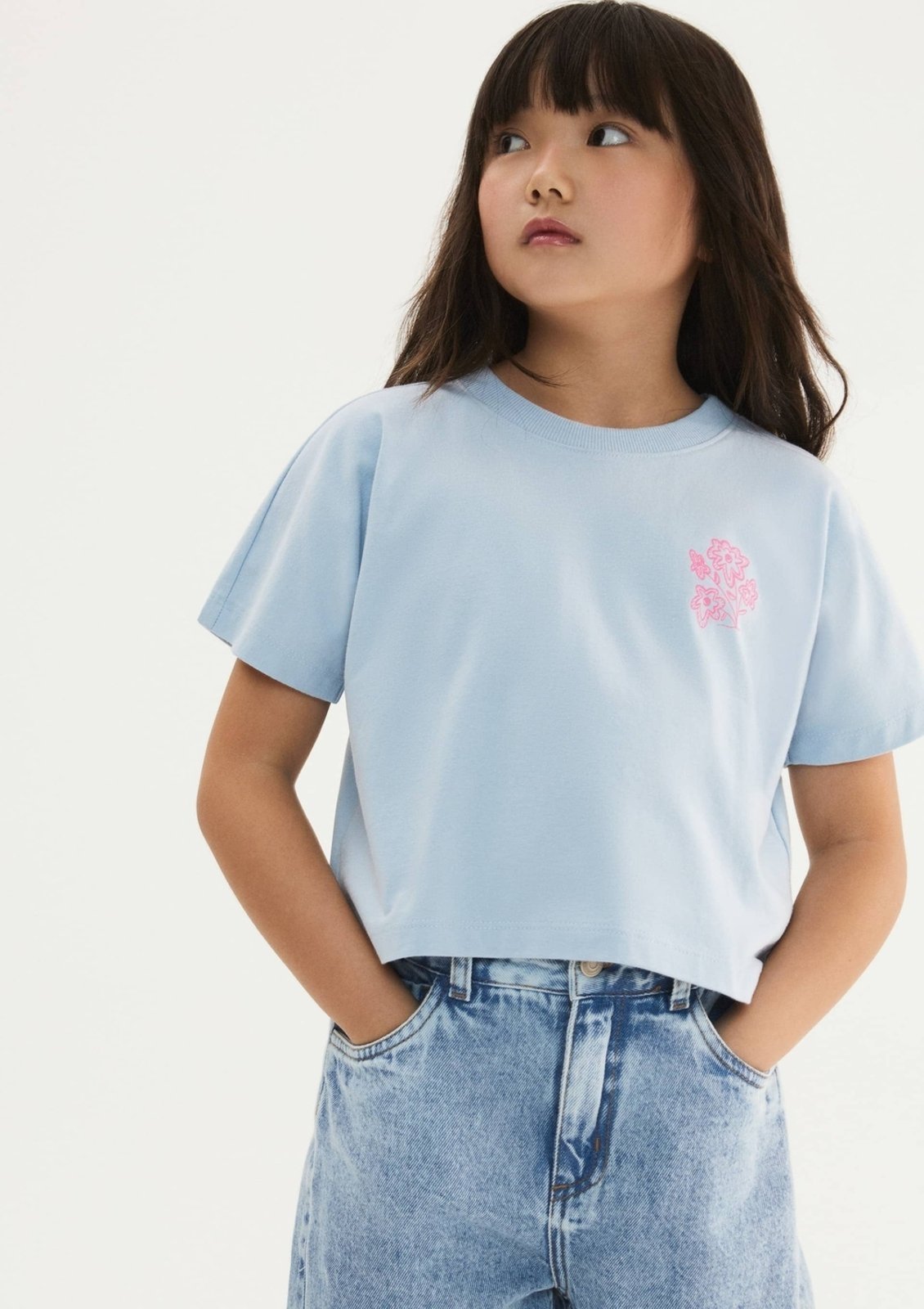 Vista 2 Infantil - Blusa Menina Super Cotton Oversized Hering Hering Kids azul Hering Kids azul