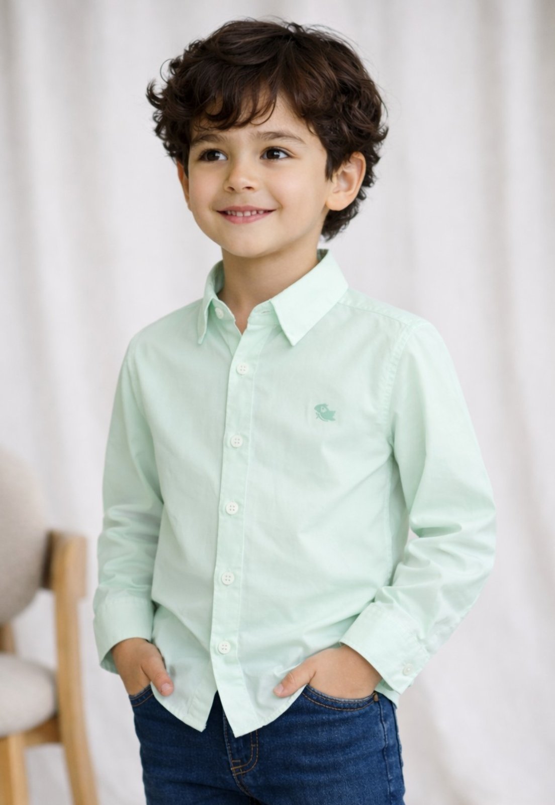 Infantil - Camisa Social Menino Manga Longa Daze Modas Verde