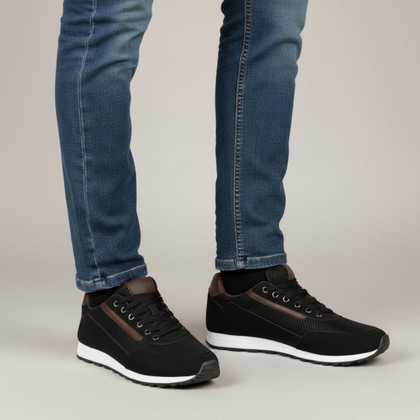 Vista 3 Sapatênis Masculino Tênis Casual Jogger Sapatênis Conforto Dia a Dia + Relógio Sapatofran preto Sapatofran preto