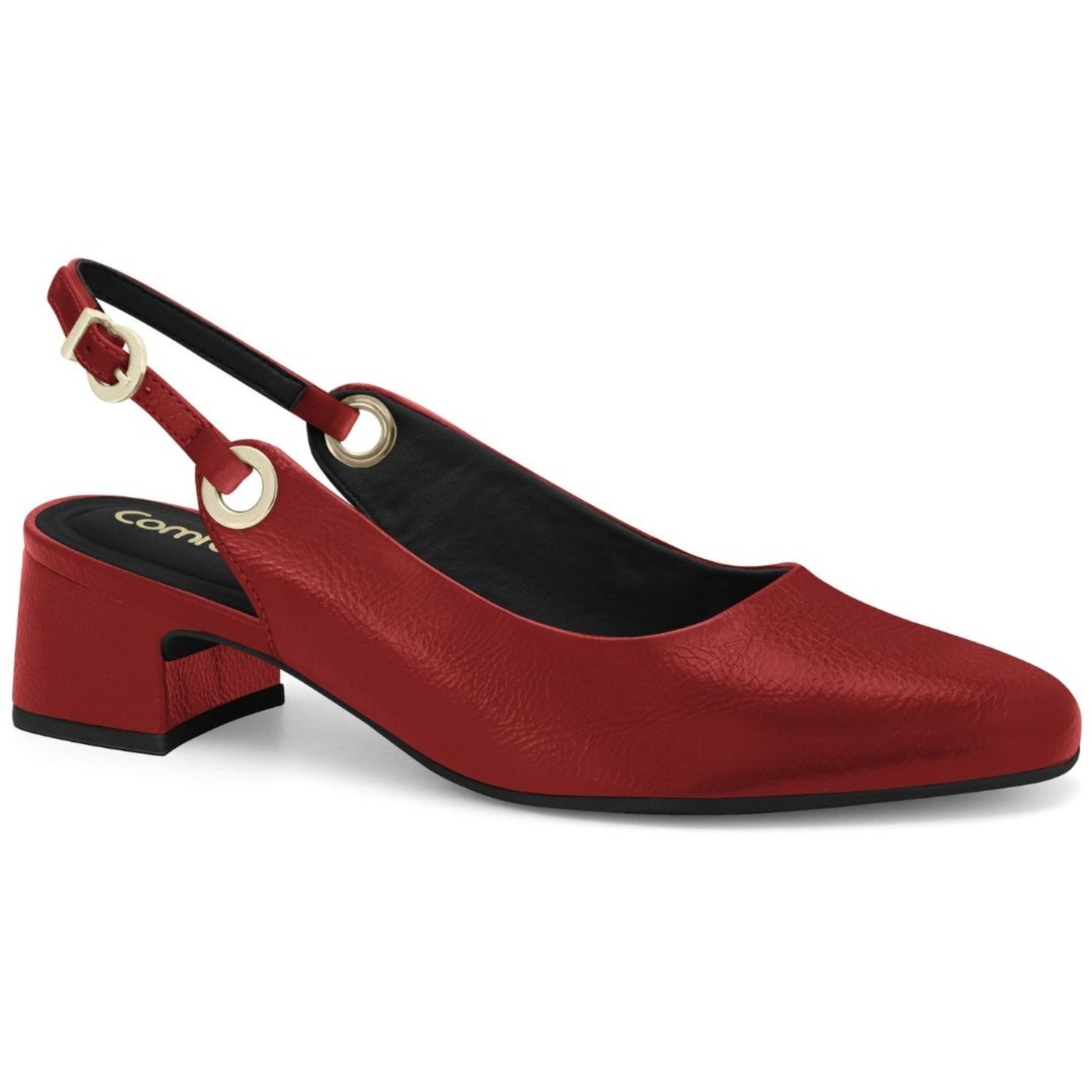 Slingback Feminino Verniz Carmim Comfortflex 2598331-2
