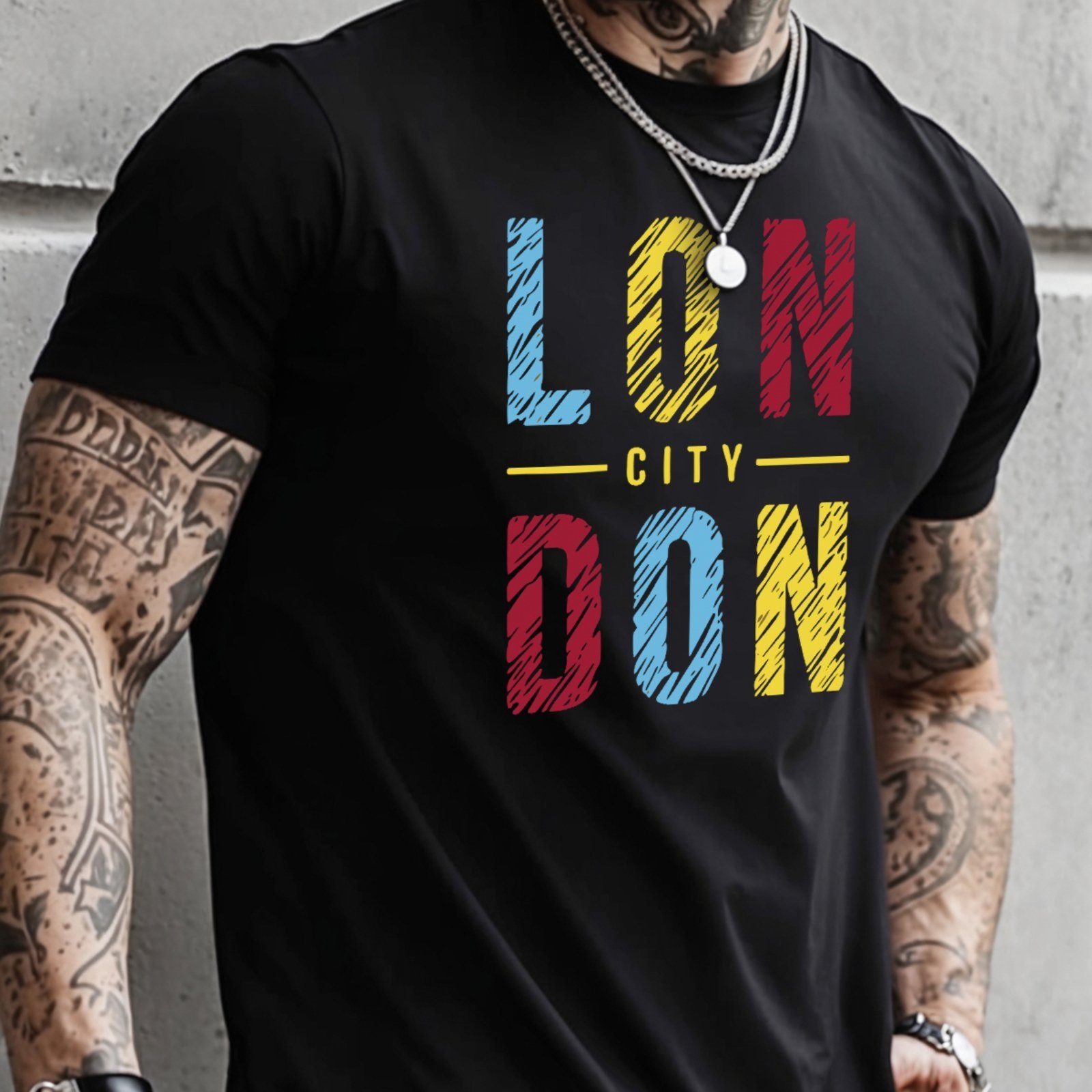Vista 3 Camiseta Masculina 100% Algodão Estampada Moderna BREDENI preto BREDENI preto
