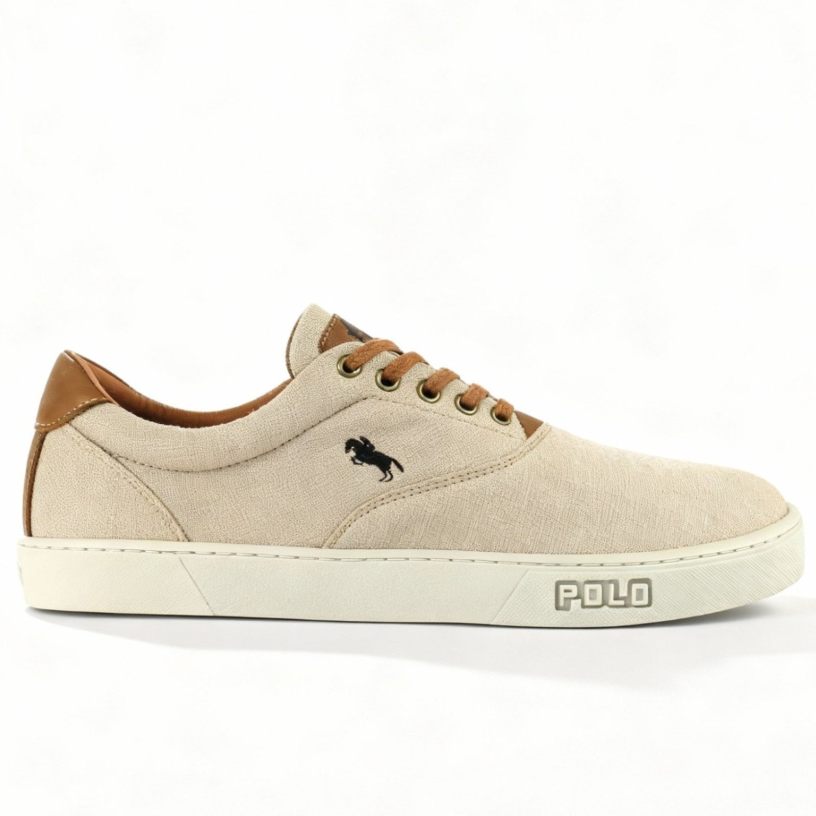 Tênis Masculino Sapatênis Polo White Casual Confortável Bege
