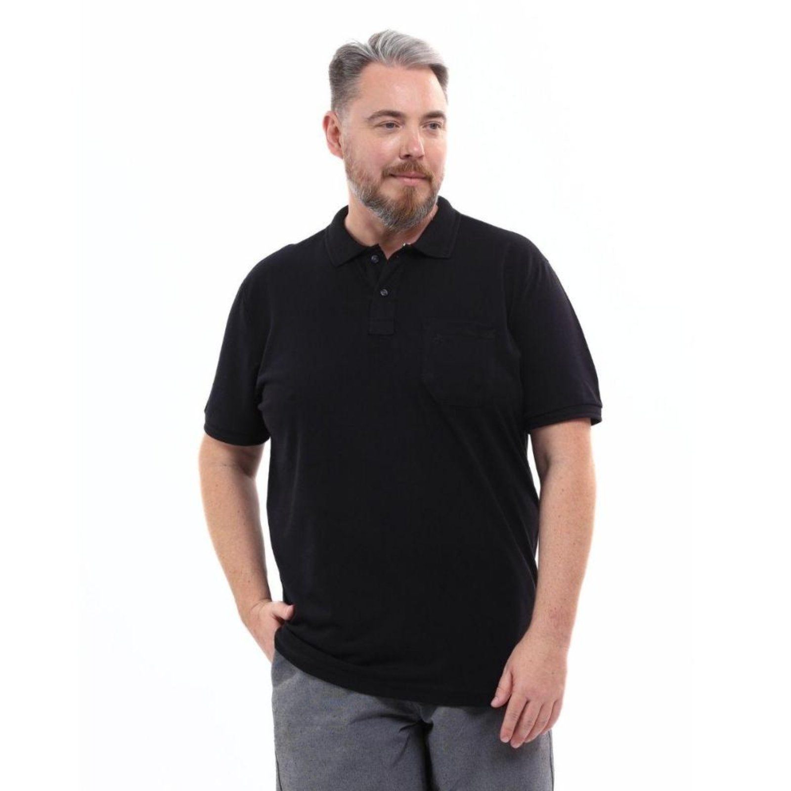 Camisa Polo Masculina Plus Size Pique Algodão com Bolso