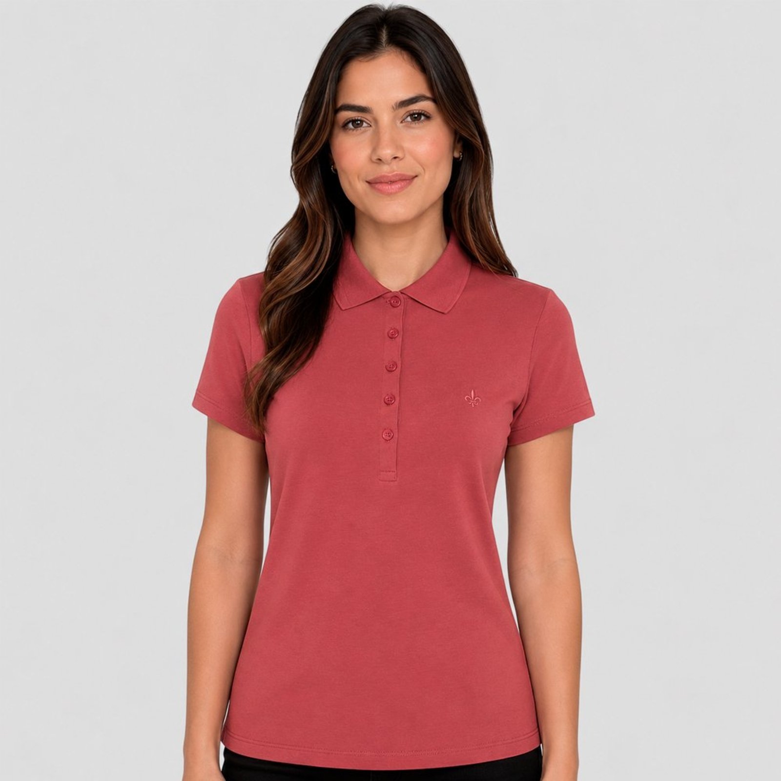 Camisa Polo Dudalina Classic Pr27 Rosa Feminino