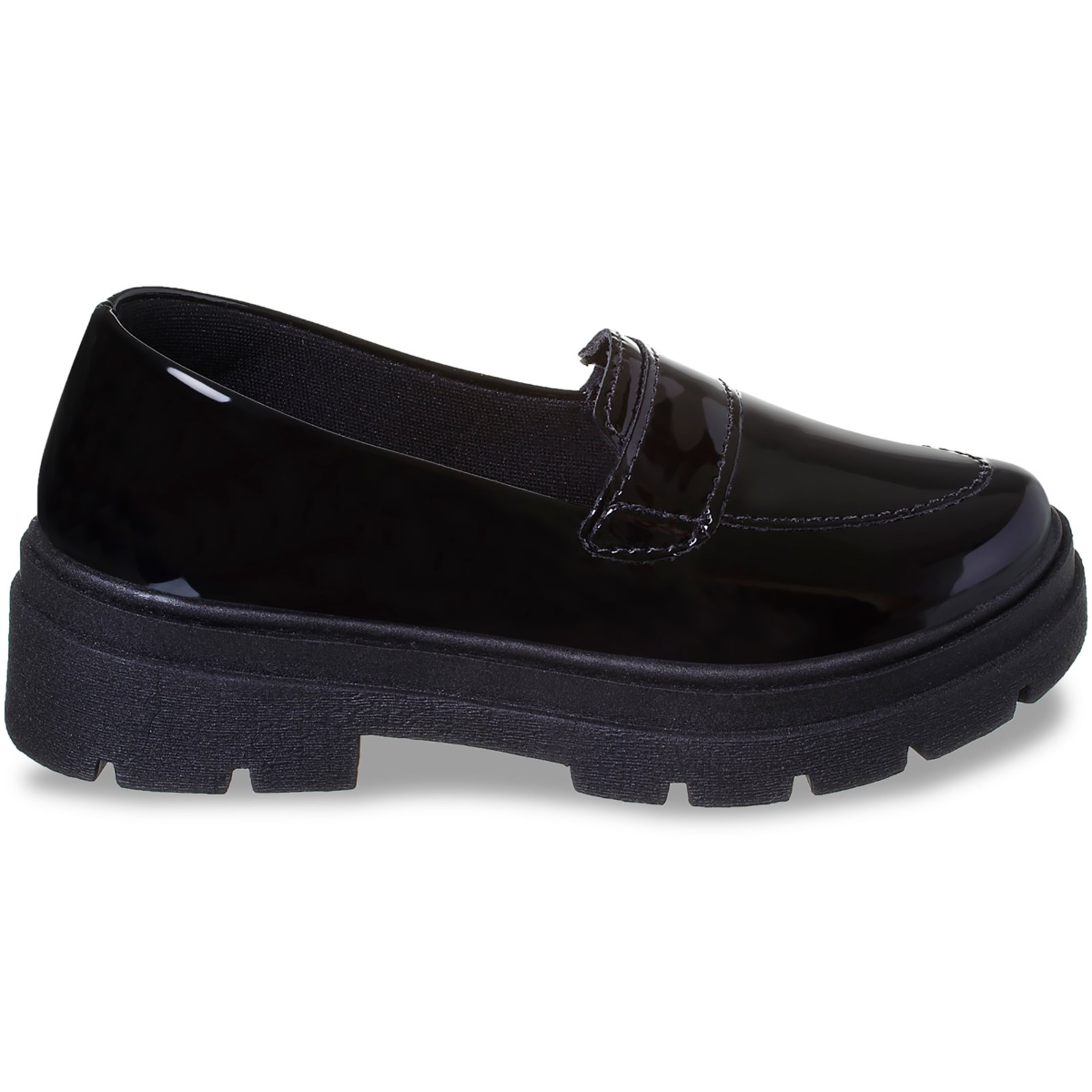 Infantil – Mocassim Feminino Preto Sapato Social Tratorado Boneca