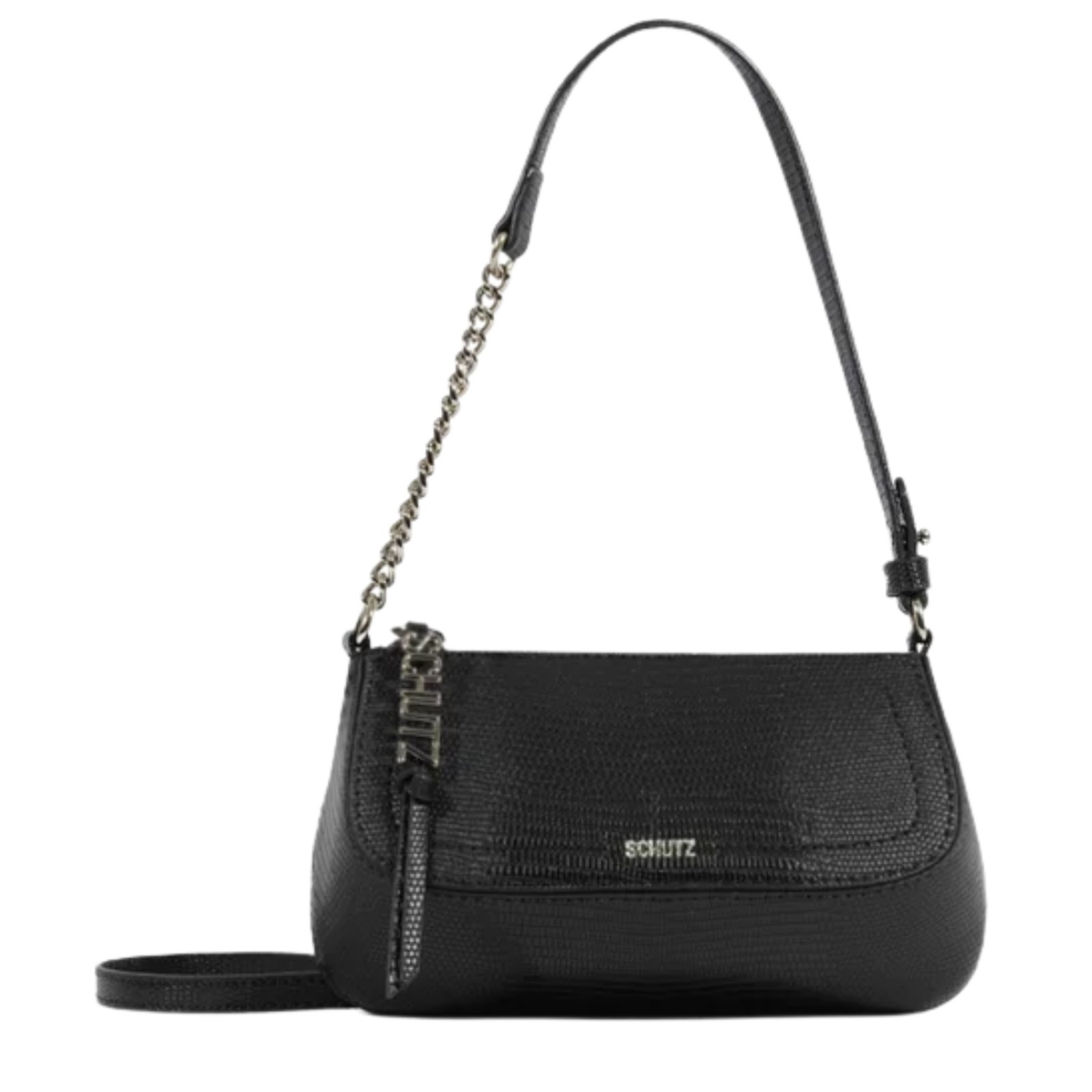 Bolsa Feminina Schutz Pequena Tiracolo Alça Fina Tina Preto