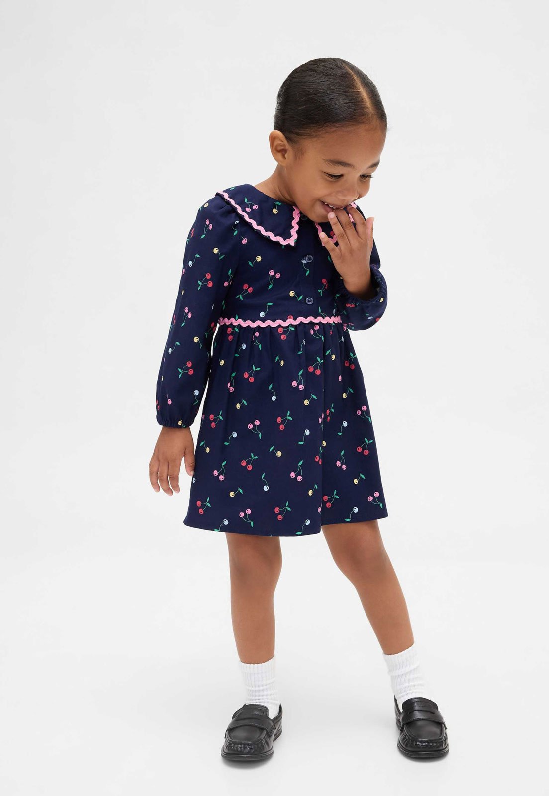 Vestido GAP Estampa Cerejas Azul Marinho