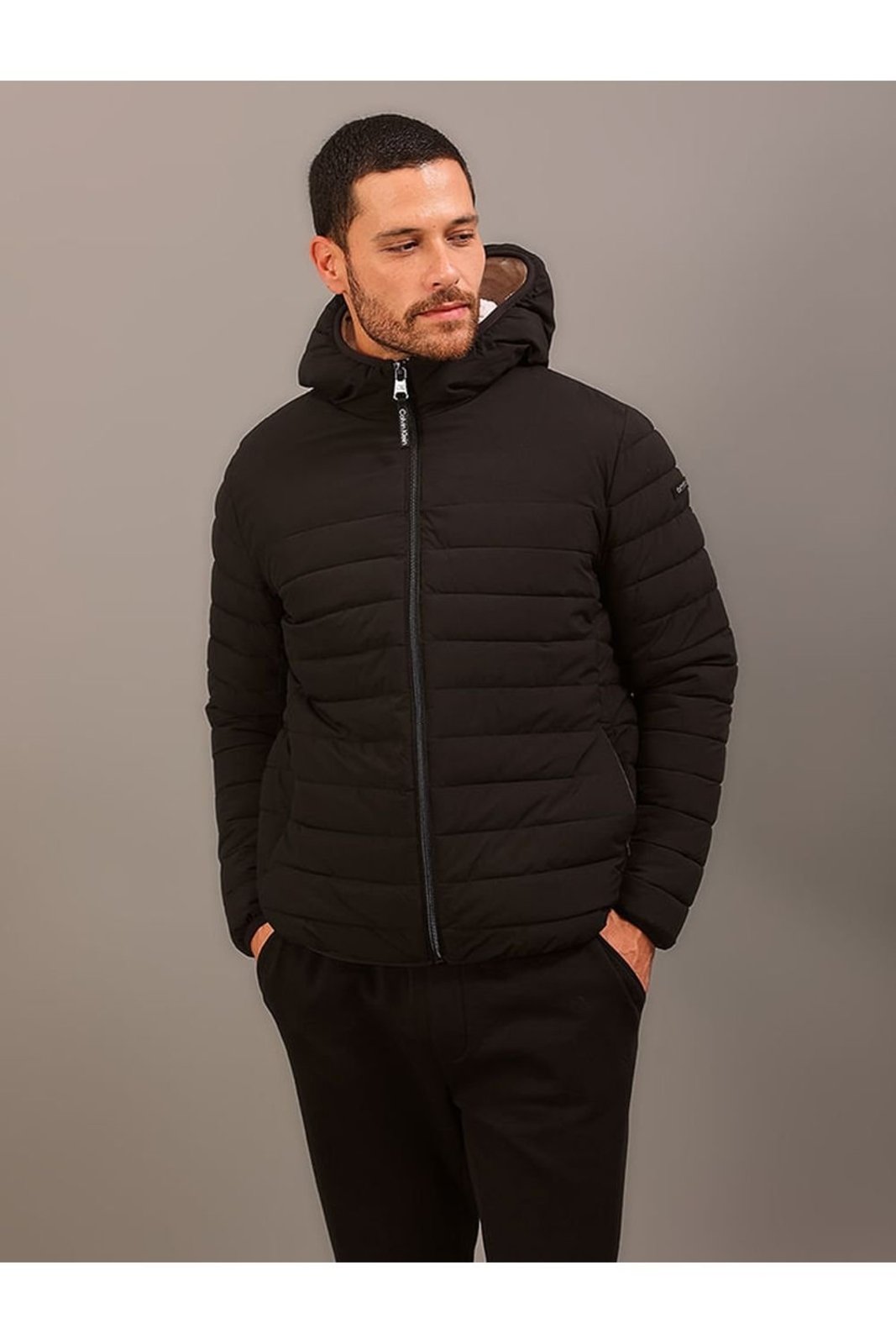 Jaqueta Matelassê Sherpa Capuz Calvin Klein Jeans - Preto Calvin Klein Jeans