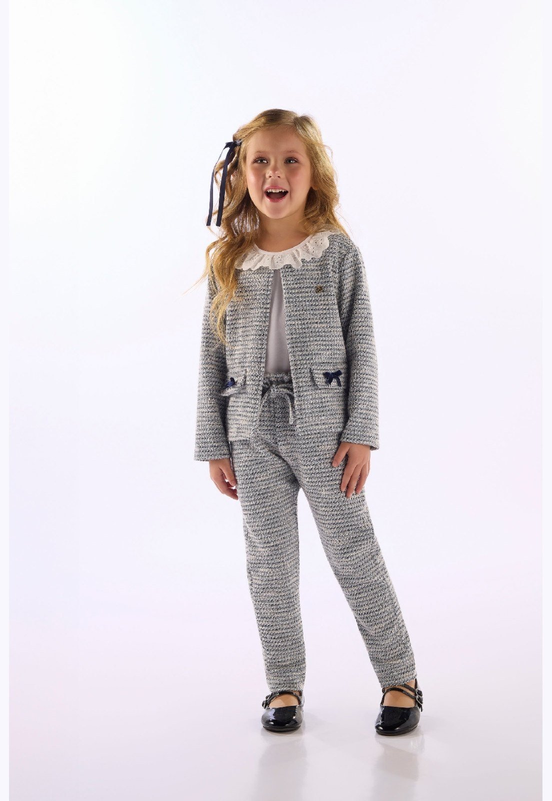 Infantil - Casaco Menina Malha Tweed Up Baby Rosa