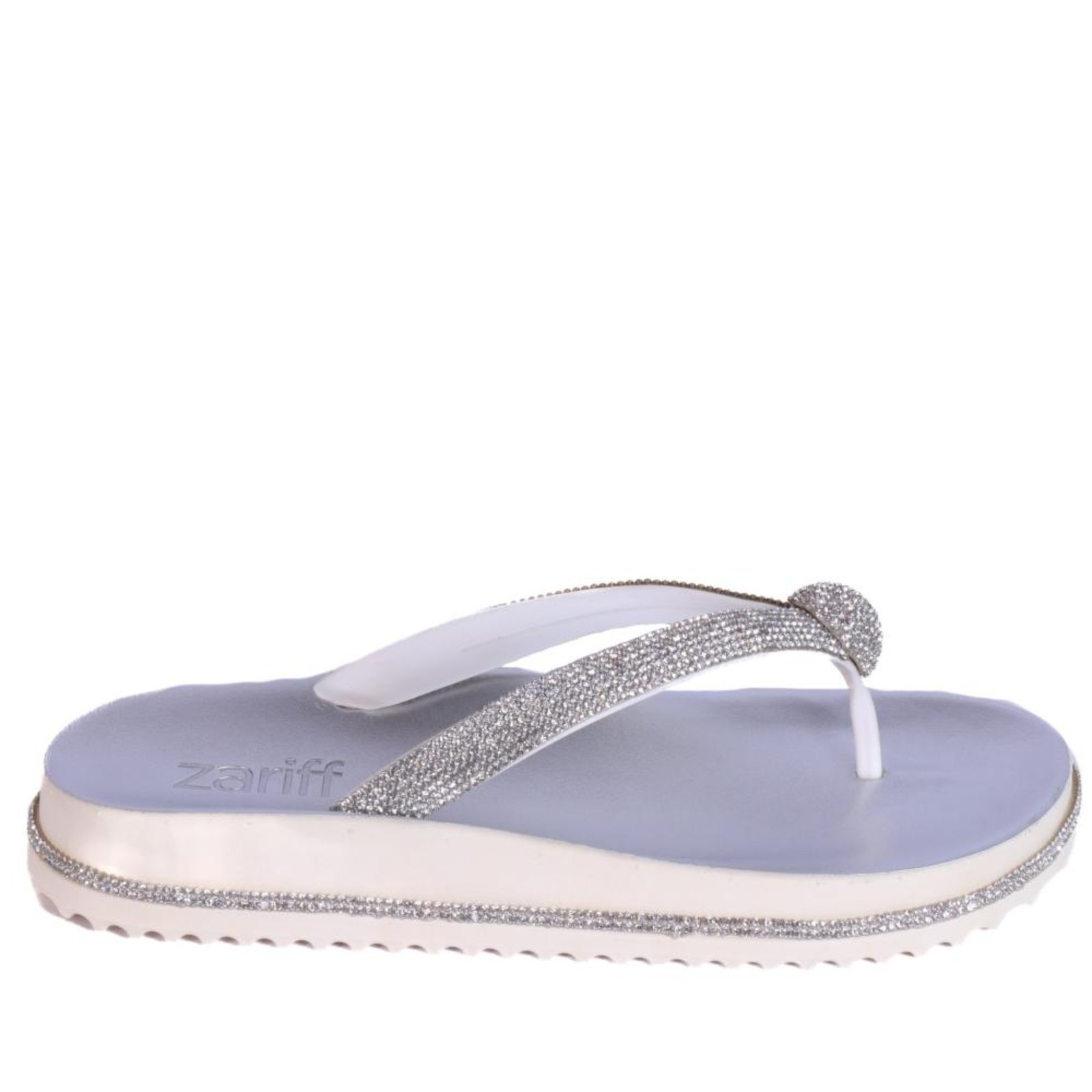 Chinelo Feminino Zariff com Aplicações de Pedrarias Pp855 Branco Branco