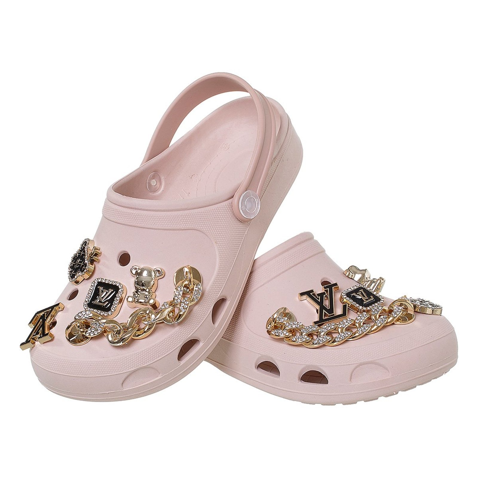 Infantil - Chinelo Babuche Sandália Menina com Enfeite Dourado