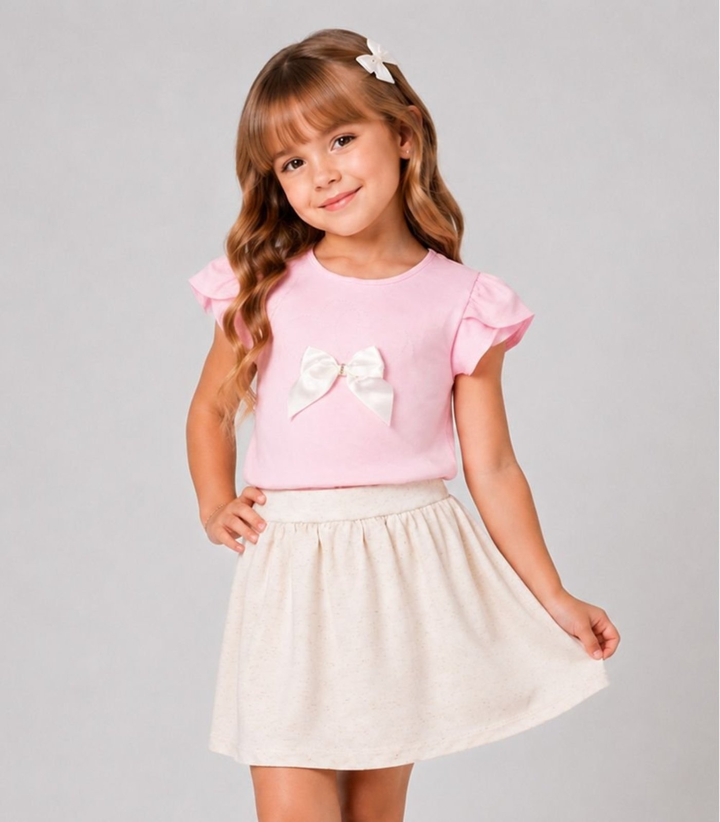 Infantil - Conjunto Blusa Com Saia Trick Nick Rosa