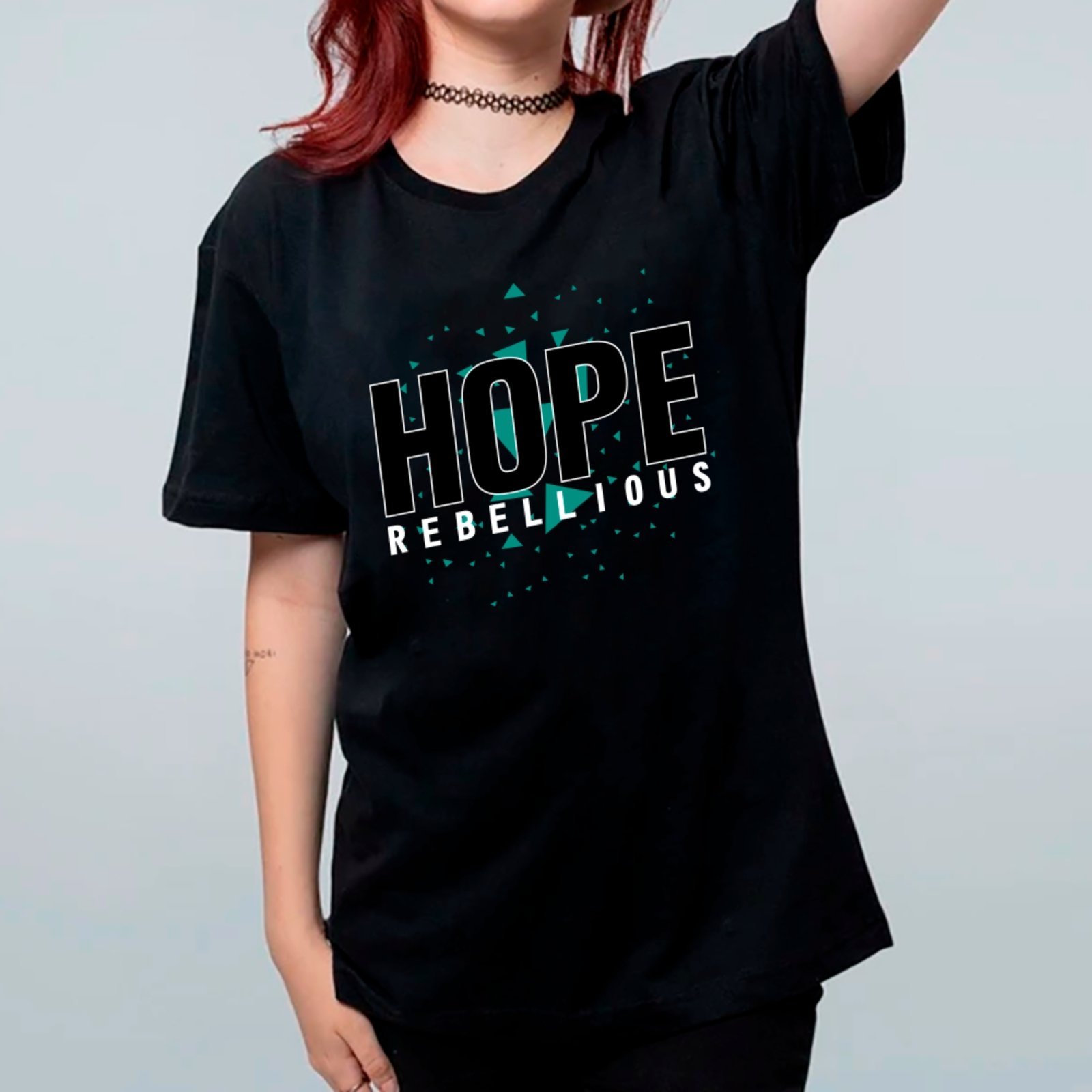 Camiseta Ousy Unissex Hope Rebellious Visual Exclusivo Básica Preto