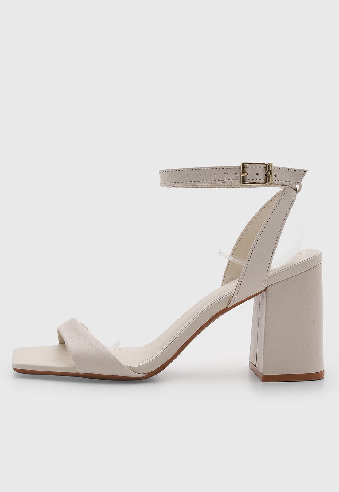 Sandália Feminina Santa Lolla Salto Bloco Couro Off-White