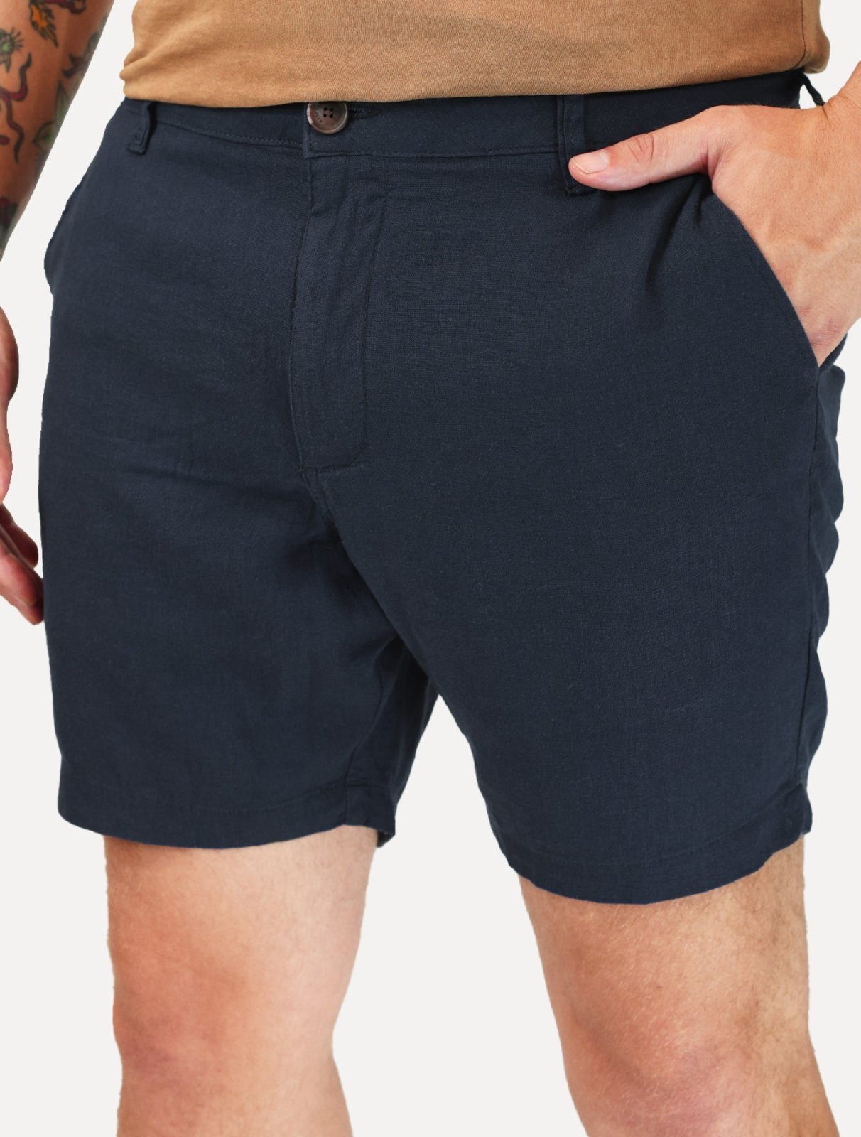 Bermuda Reserva Masculina Casual Linho Azul Marinho