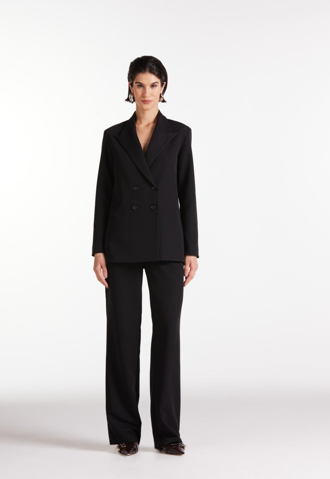 Vista 2 Blazer Alfaiataria Transpassado Traymon preto Traymon preto