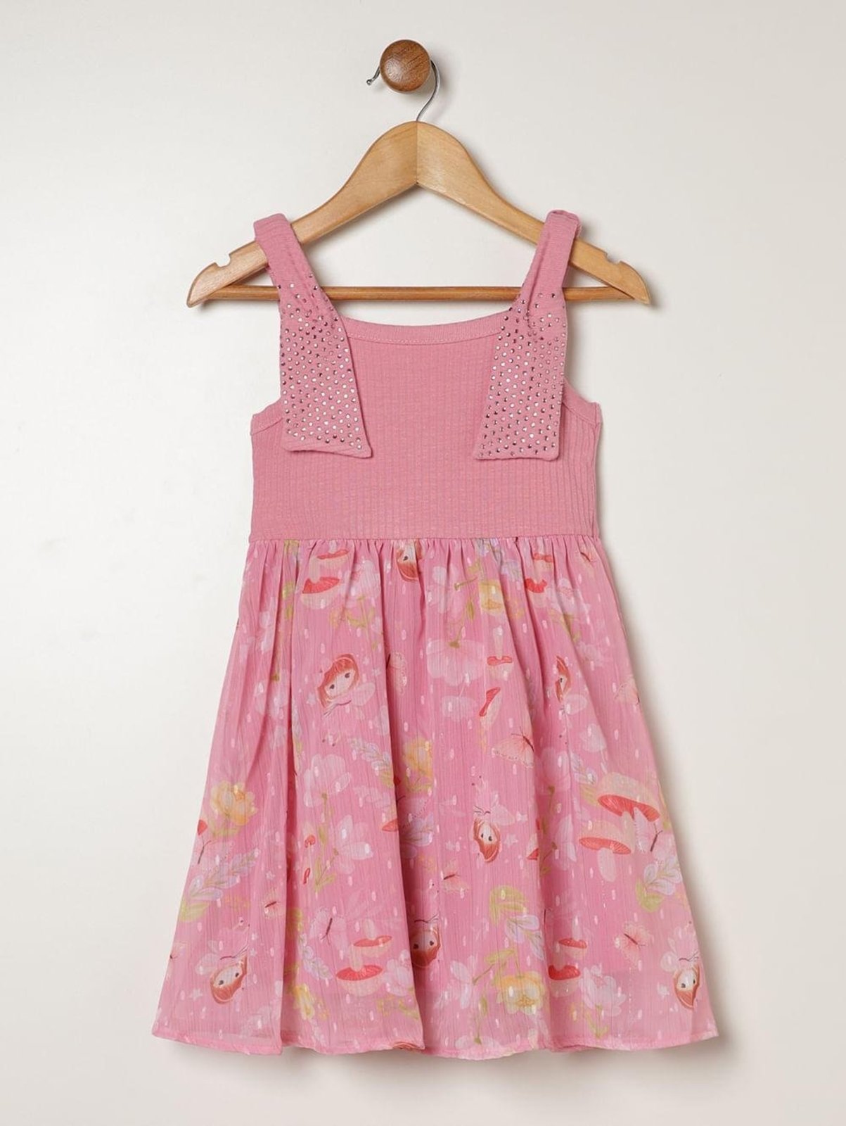 Vestido Canelado Com Tule Para Menina- ROSA