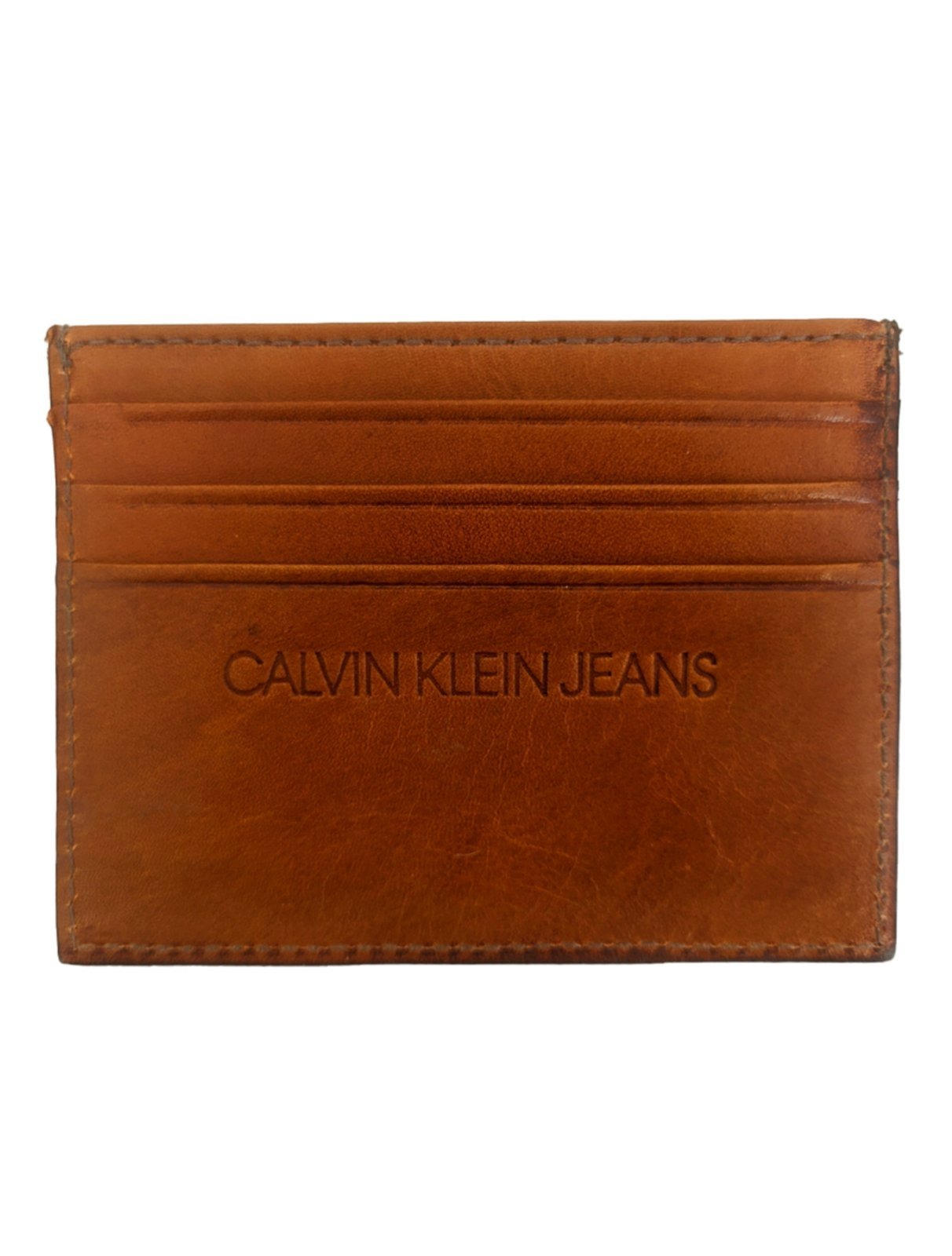 Vista 3 Carteira Calvin Klein Porta Cartão Couro Liso Relief marrom Calvin Klein marrom