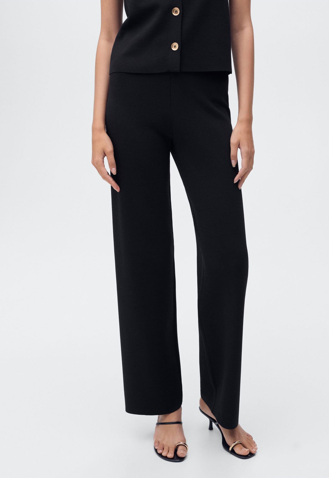 Calça Feminina Mango Reta Preta