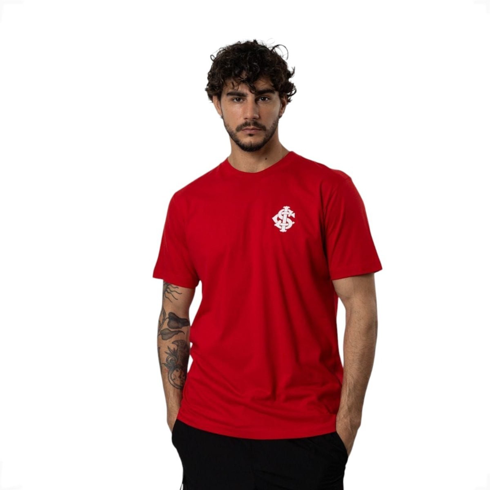 Camiseta Masculina Internacional Silk em Alto Relevo Vermelho