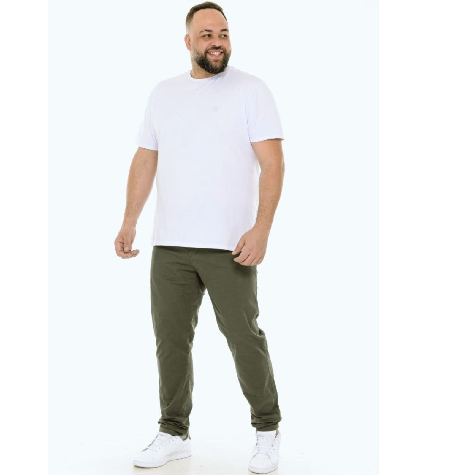 Calça Plus Size Verde Sarja Masculina Alleppo Jeans