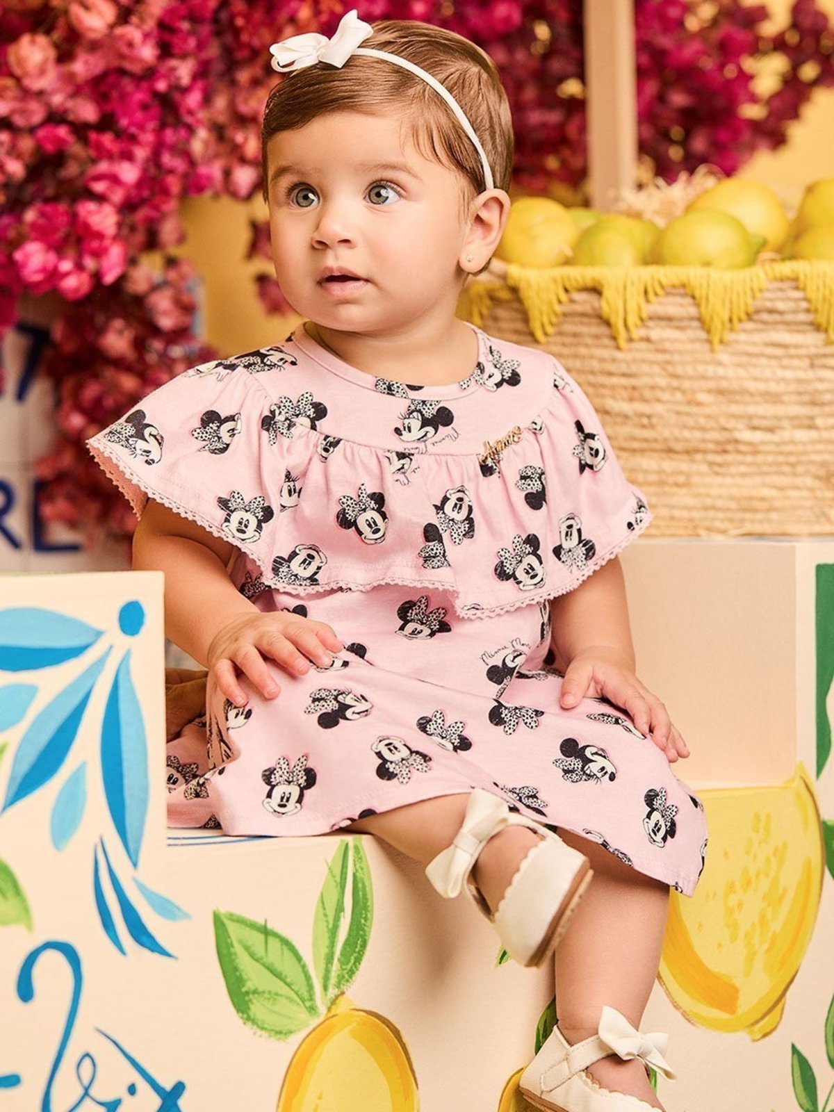 Infantil - Vestido Rosa da Minnie com Babado