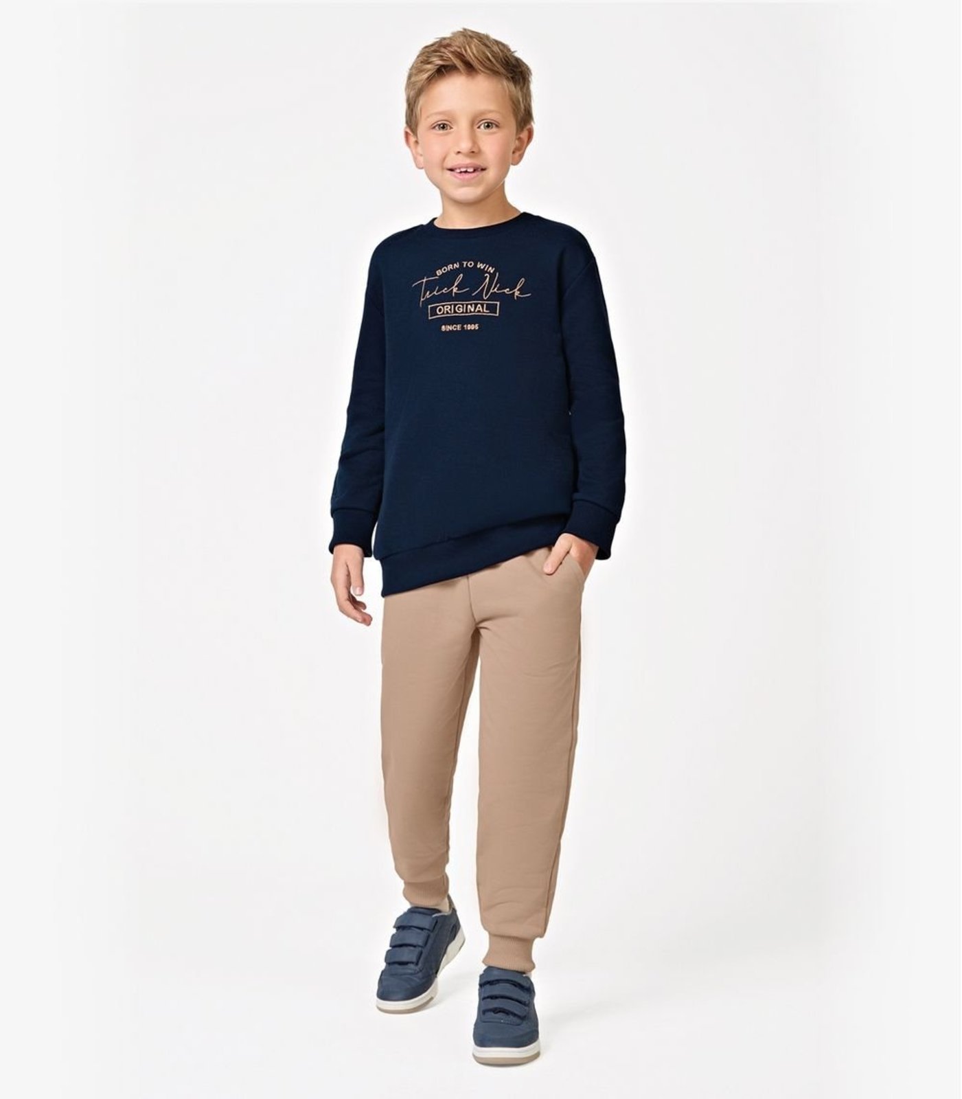 Infantil - Conjunto Blusão Com Calça Moletom Felpa Trick Nick Azul