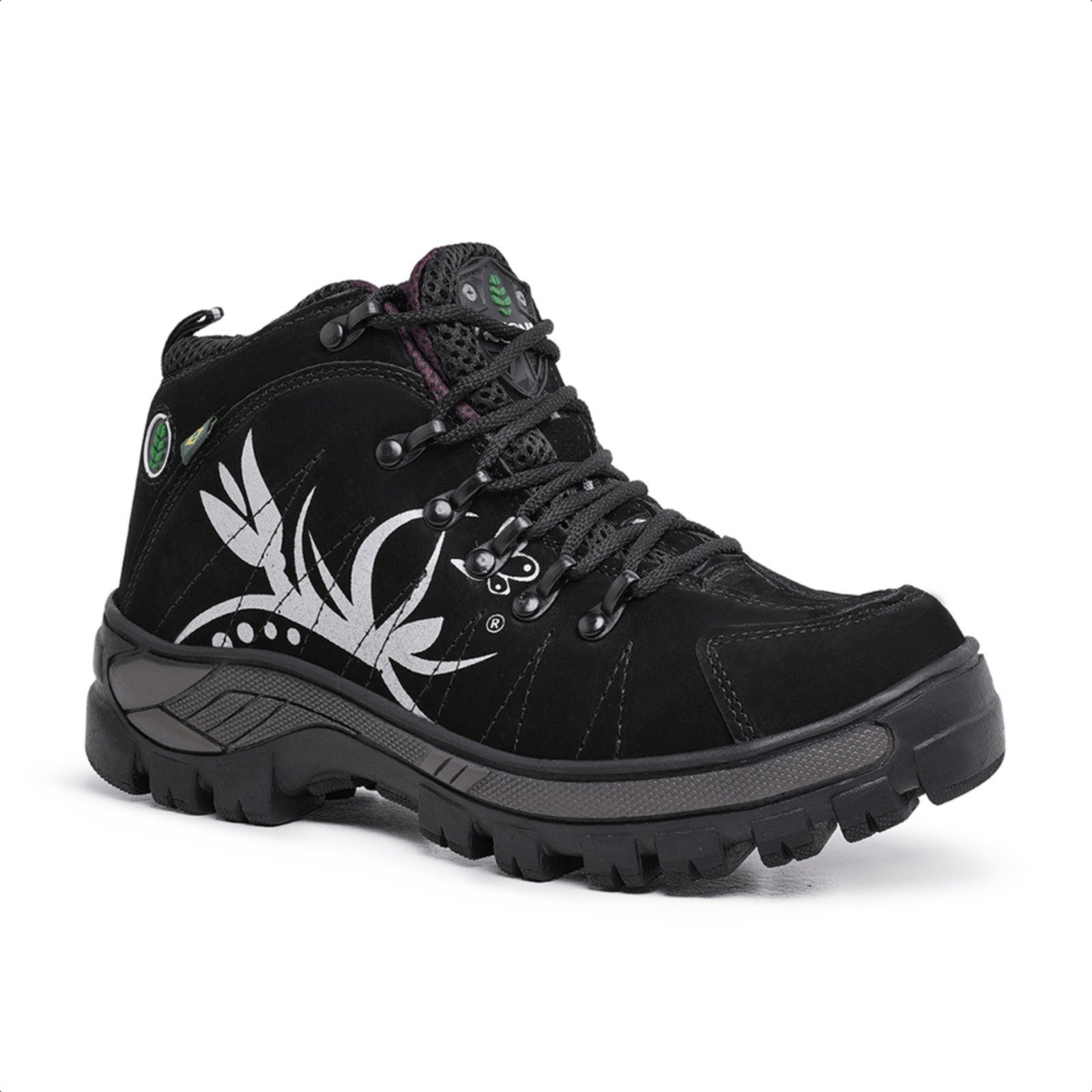 Coturno Adventure Feminino Accona em Couro Preto 10000P