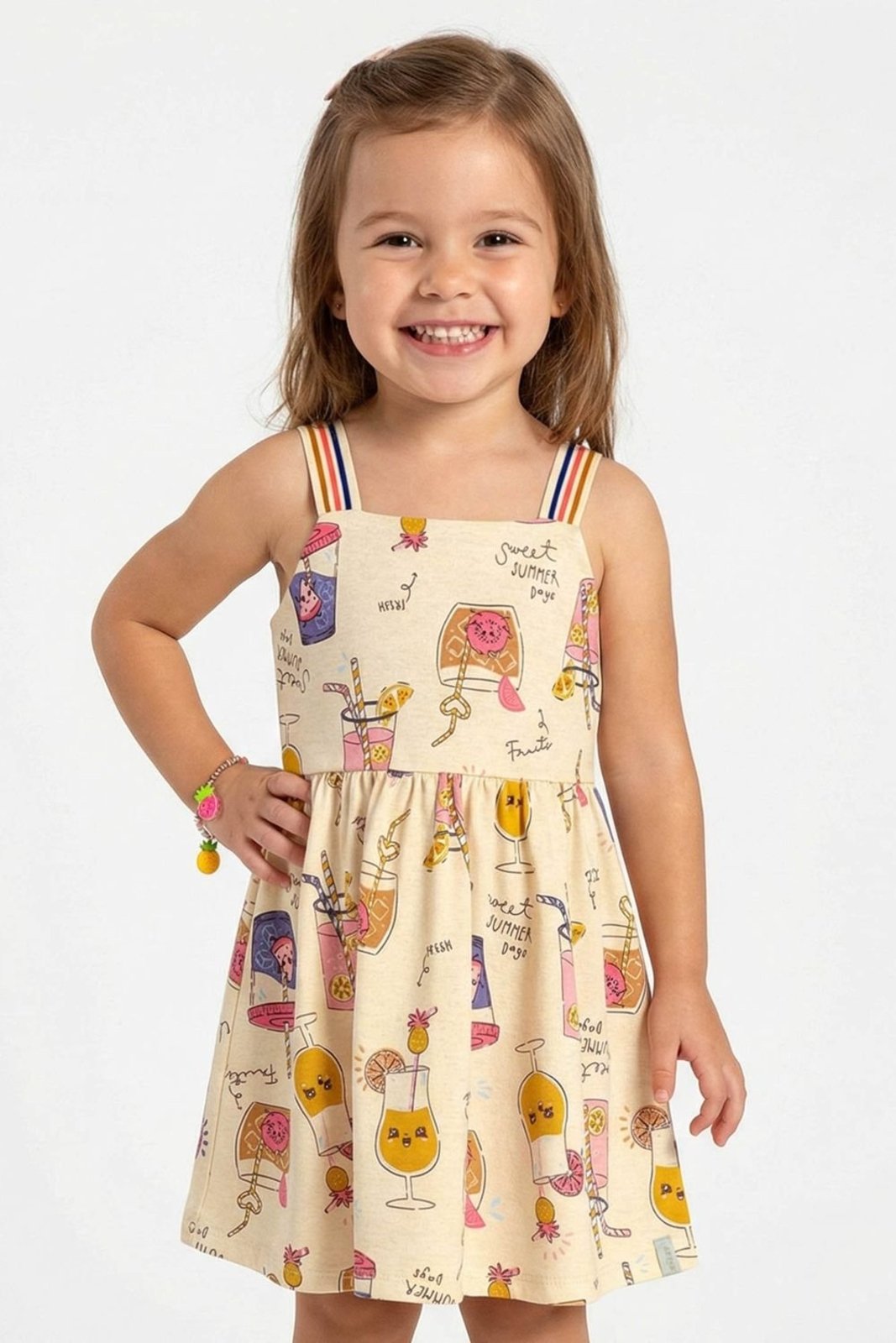 Vista 2 Infantil - Vestido Menina Estampa Fresh Elian rosa Elian rosa