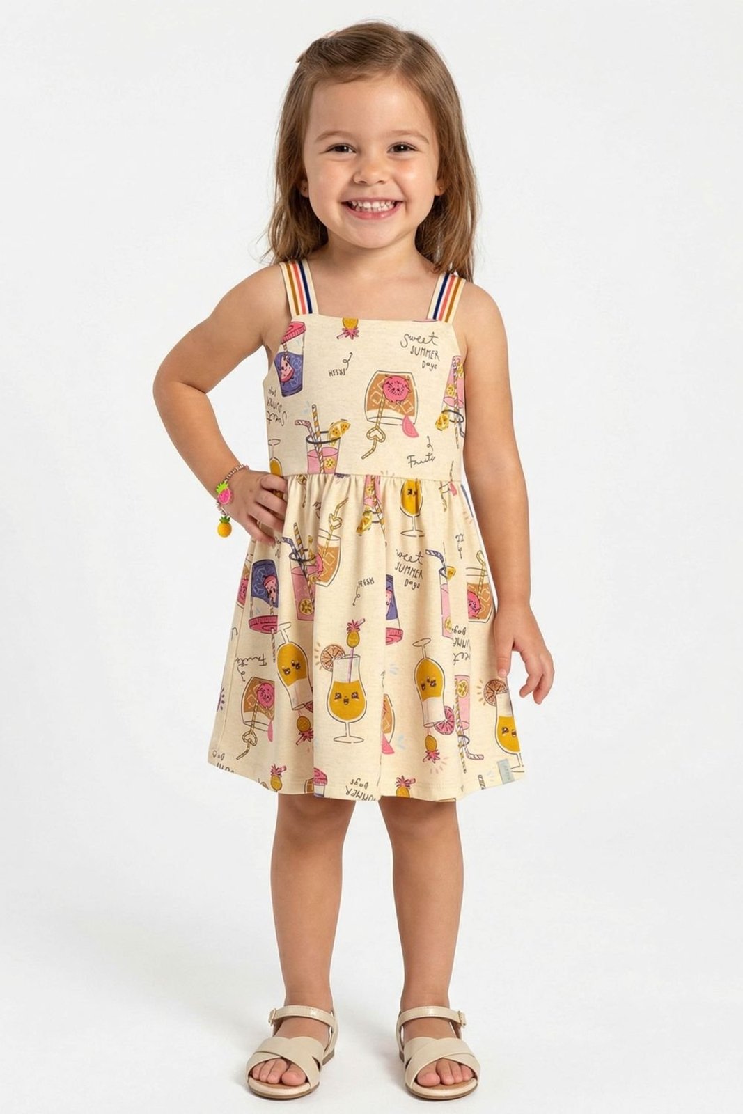 Vista 3 Infantil - Vestido Menina Estampa Fresh Elian rosa Elian rosa