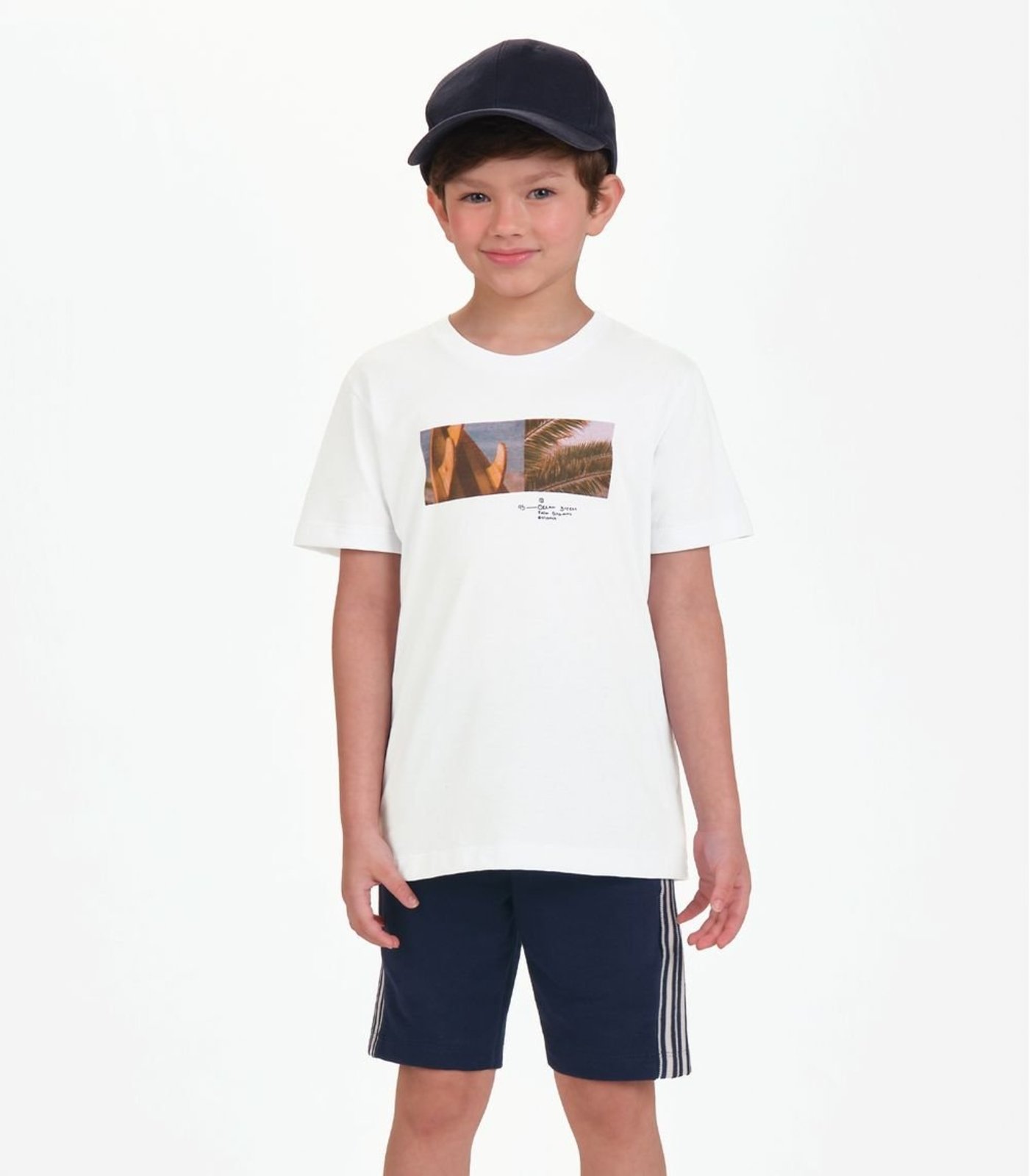 Infantil - Bermuda Moletom Sarjado Masculina Trick Nick Azul