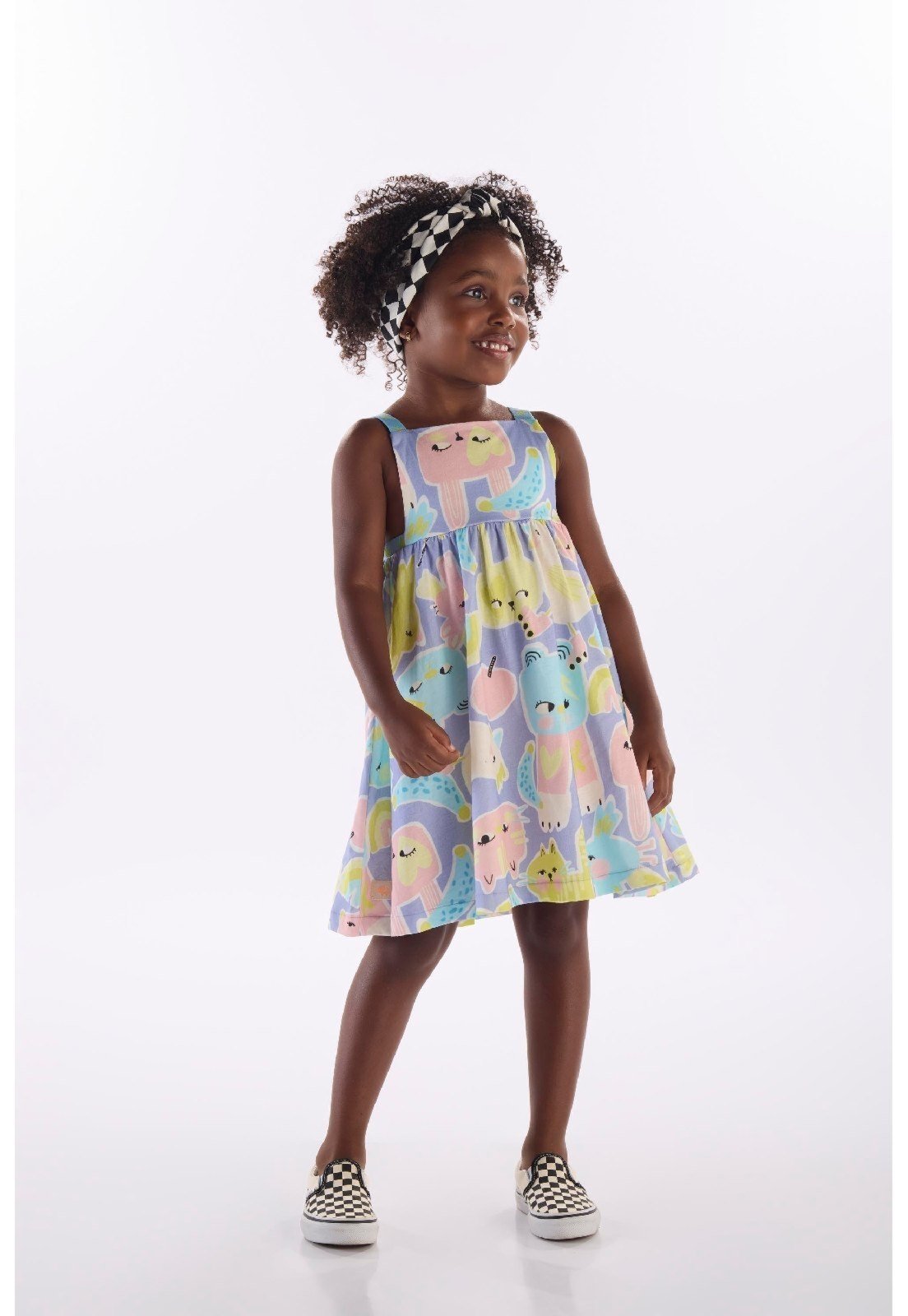 Vista 2 Infantil - Vestido Algodão e Viscose Três e Já azul Três e Já azul