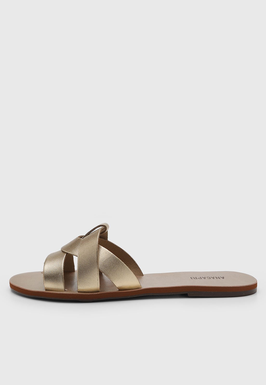Vista 2 Rasteira Feminina Anacapri Tiras Dourada dourado Anacapri dourado