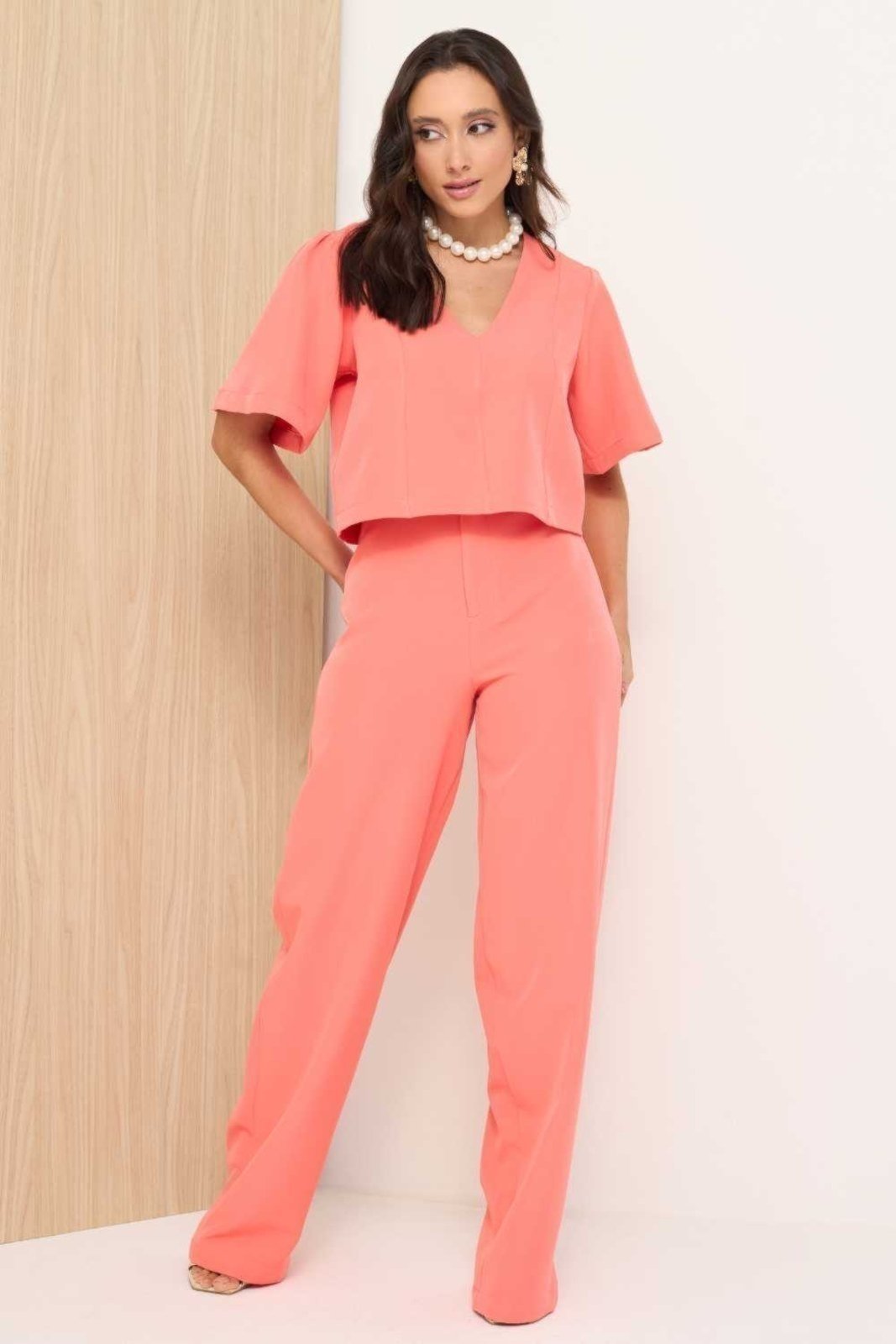 Calça Vanibele Wide Rosa Goiaba