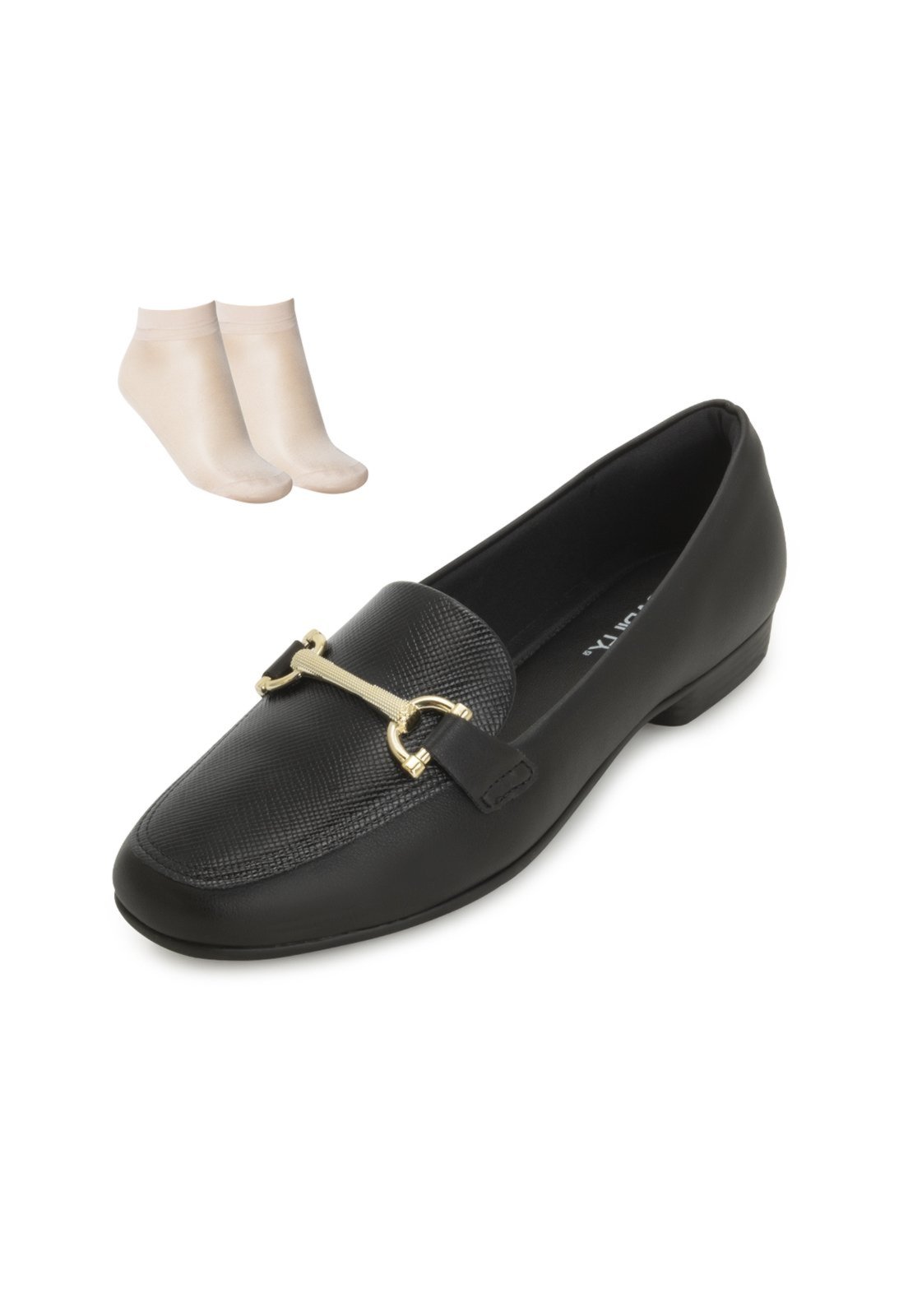 Sapato Mocassim Piccadilly e Meia PD25-25026 Preto