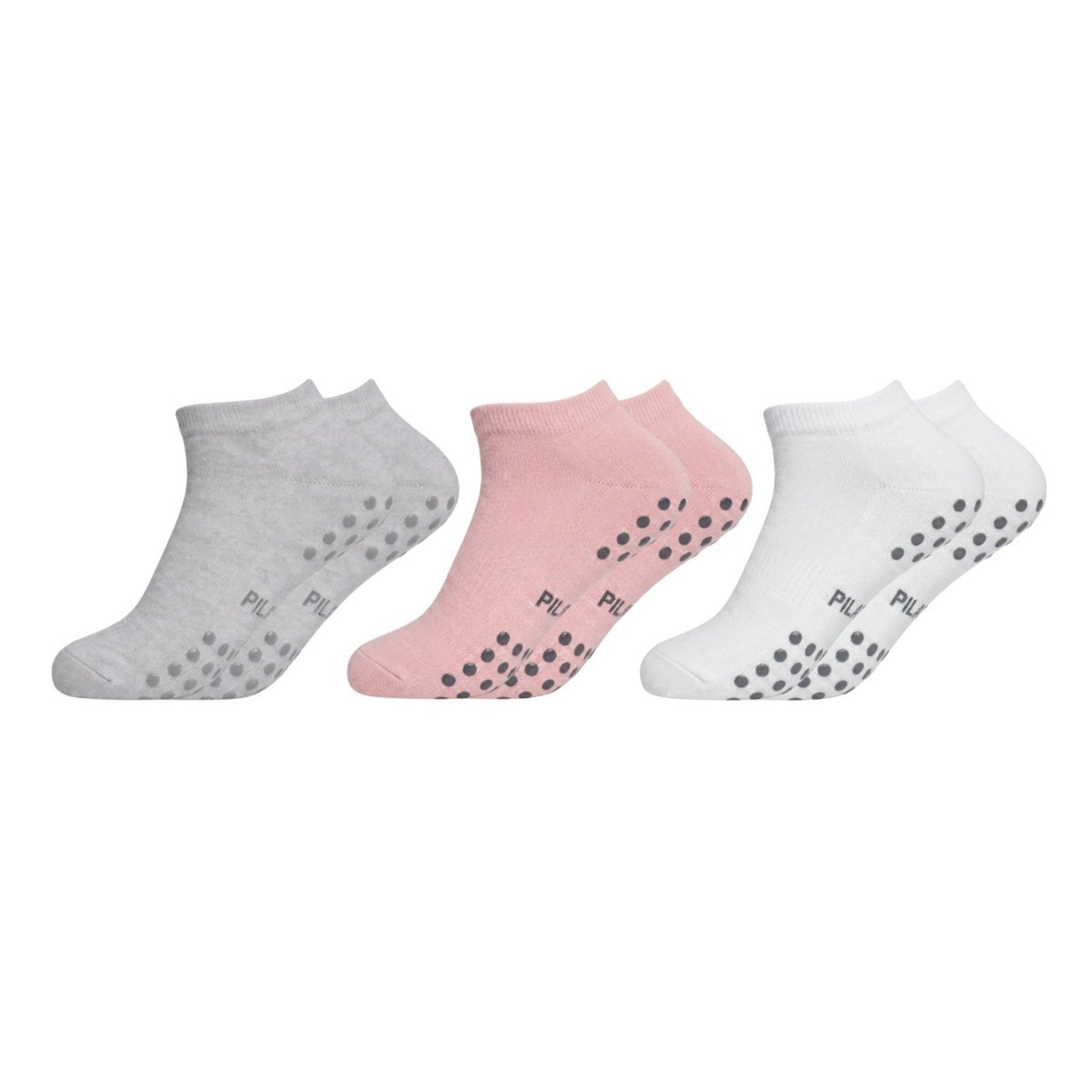 Kit 3 Pares Meias Esportiva Yoga Pilates Antiderrapante Algodão Cano Curto Sortido
