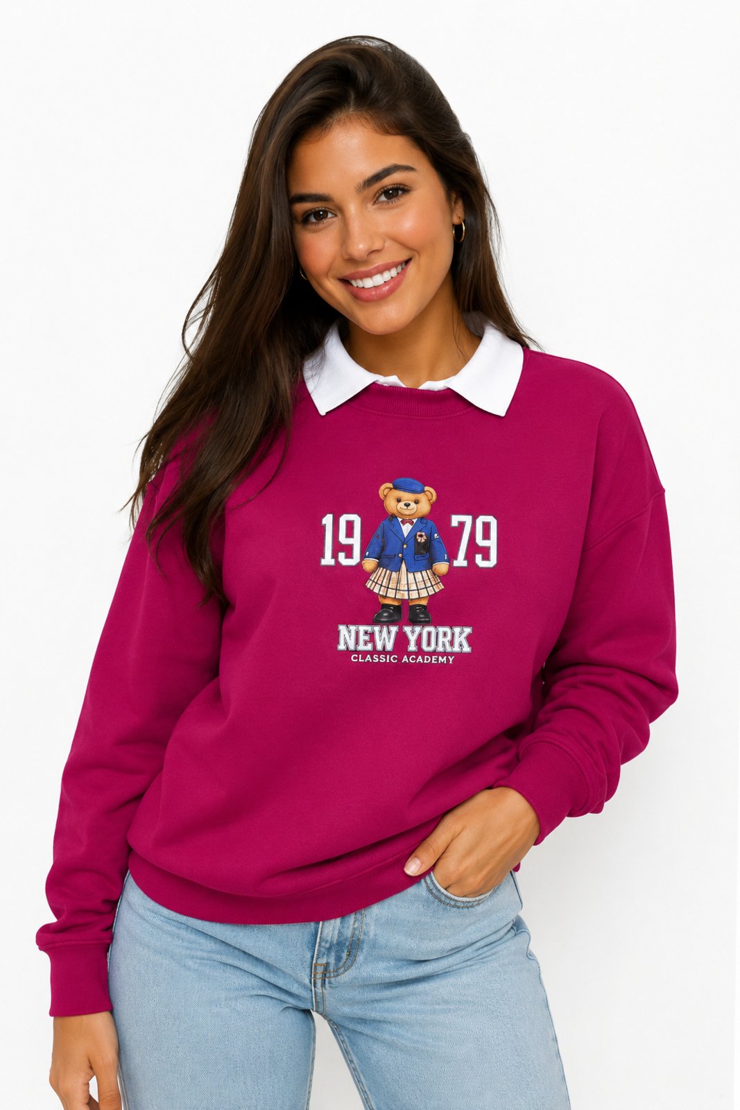 Moletom Feminino D Bell Outlet Fashion Urso Rosa